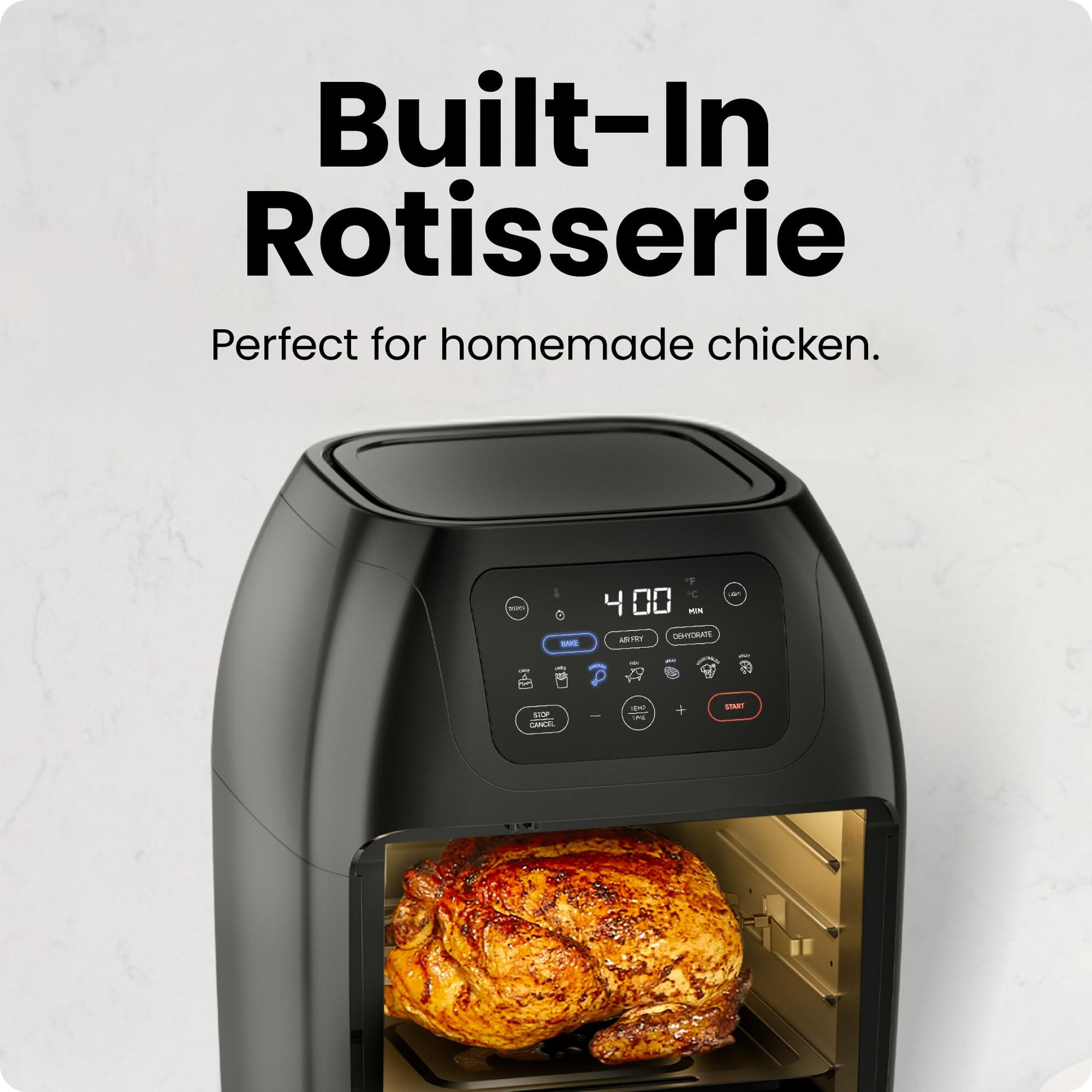 CHEFMAN Multifunctional Digital Air Fryer+ Rotisserie, Dehydrator, Convection Oven, 17 Touch Screen Presets Fry, Roast, Dehydrate, Bake, XL 10L Family Size, Auto Shutoff, Large Easy-View Window, Black, view 6