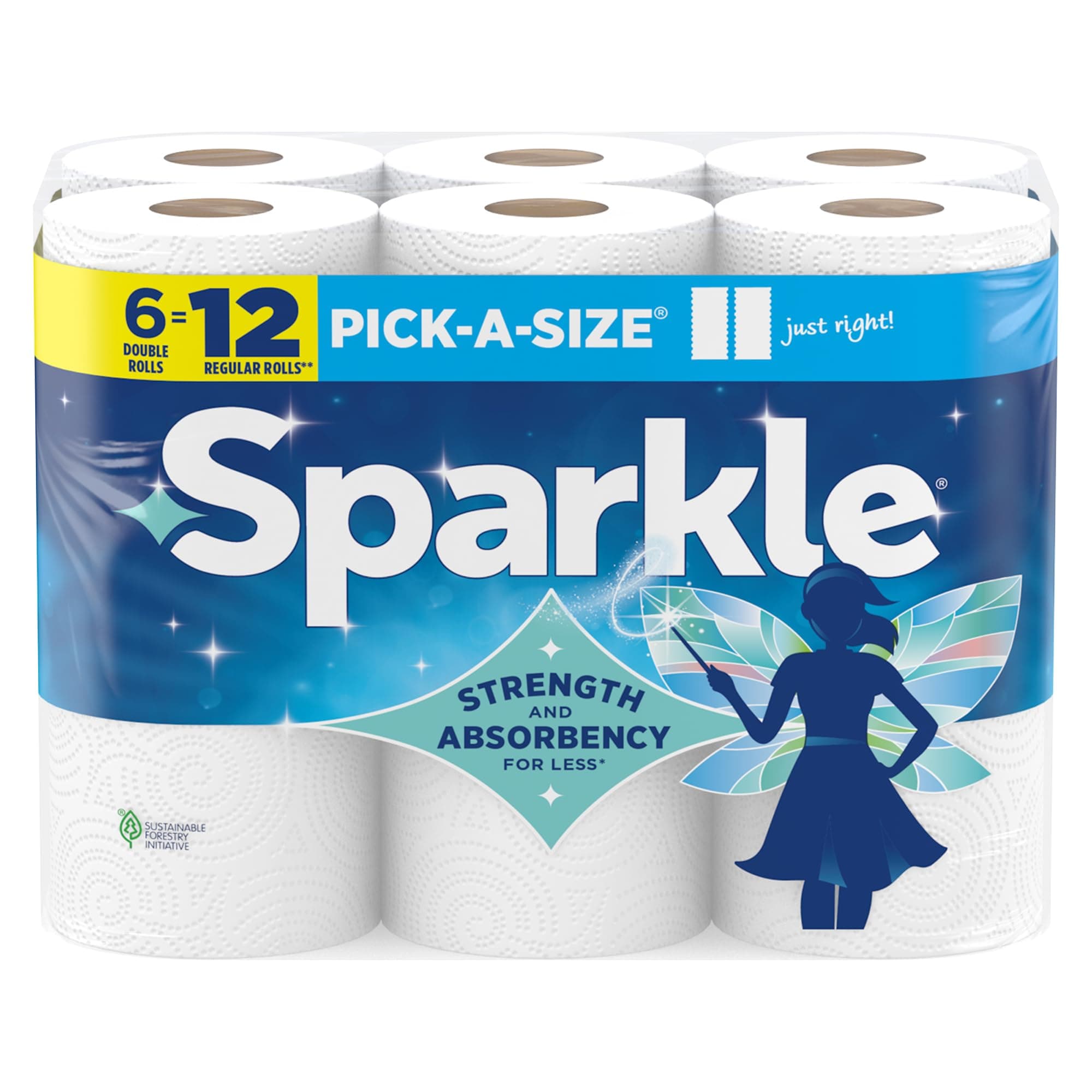 Sparkle Pick-A-Size Kitchen Paper Towels, 6 Double Rolls, 660 Sheets