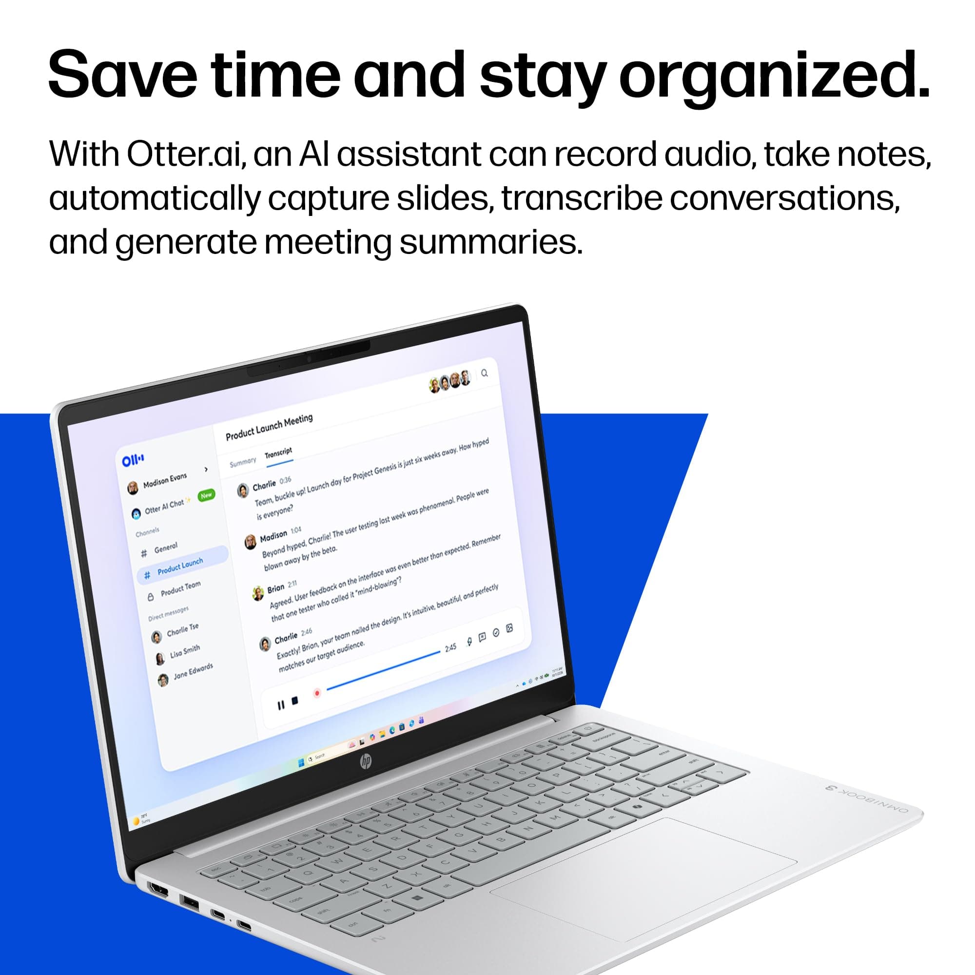 HP OmniBook 3 14 inch Next Gen AI PC, 2K Display, Snapdragon X X1-26-100, 16 GB RAM, 512 GB SSD, Qualcomm Adreno GPU, Windows 11 Home, Glacier Silver, 14-hz0099nr, view 6