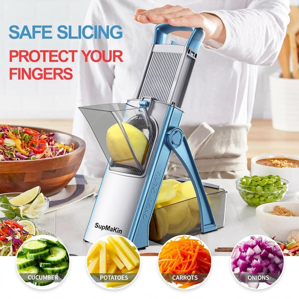 SupMaKin Safe Mandoline Slicer Plus for Kitchen Adjustable Potato Slicer, view 2