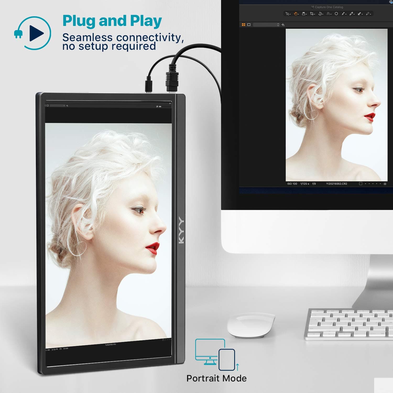 KYY Portable Monitor 15.6" 1080P Computer Monitor Screen Extender w/Cover, view 8