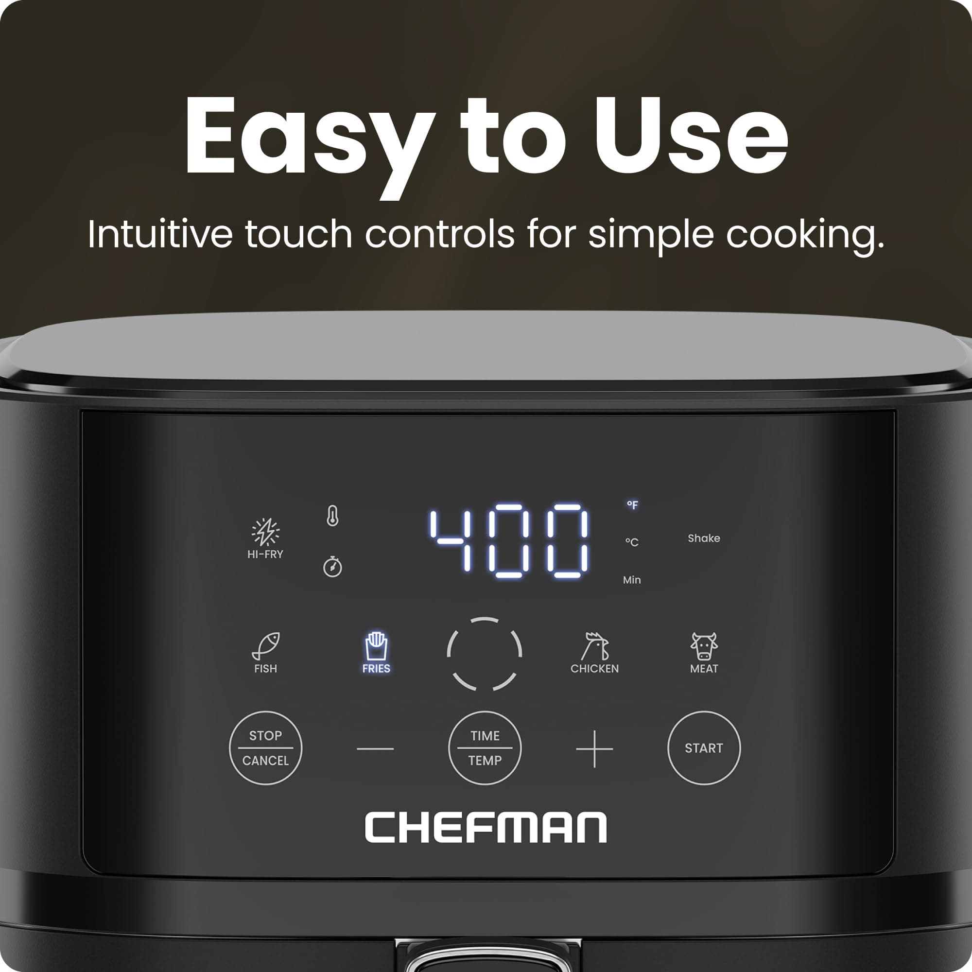 Chefman Air Fryer – 4 QT Compact Airfryer for Quick & Easy Meals in Minutes, Features Hi-Fry Technology for Extra Crisp, Touchscreen Controls with 4 Presets, Nonstick & Dishwasher Safe Basket - Black, view 4