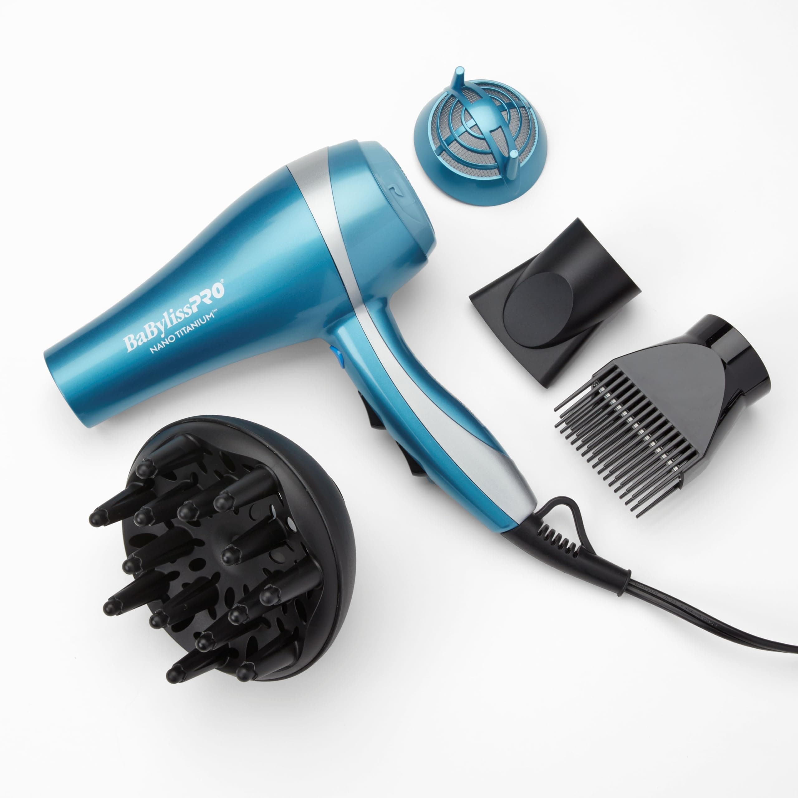 BaBylissPRO The Nano Titanium Hair Dryer, Lightweight, 3 Attachments