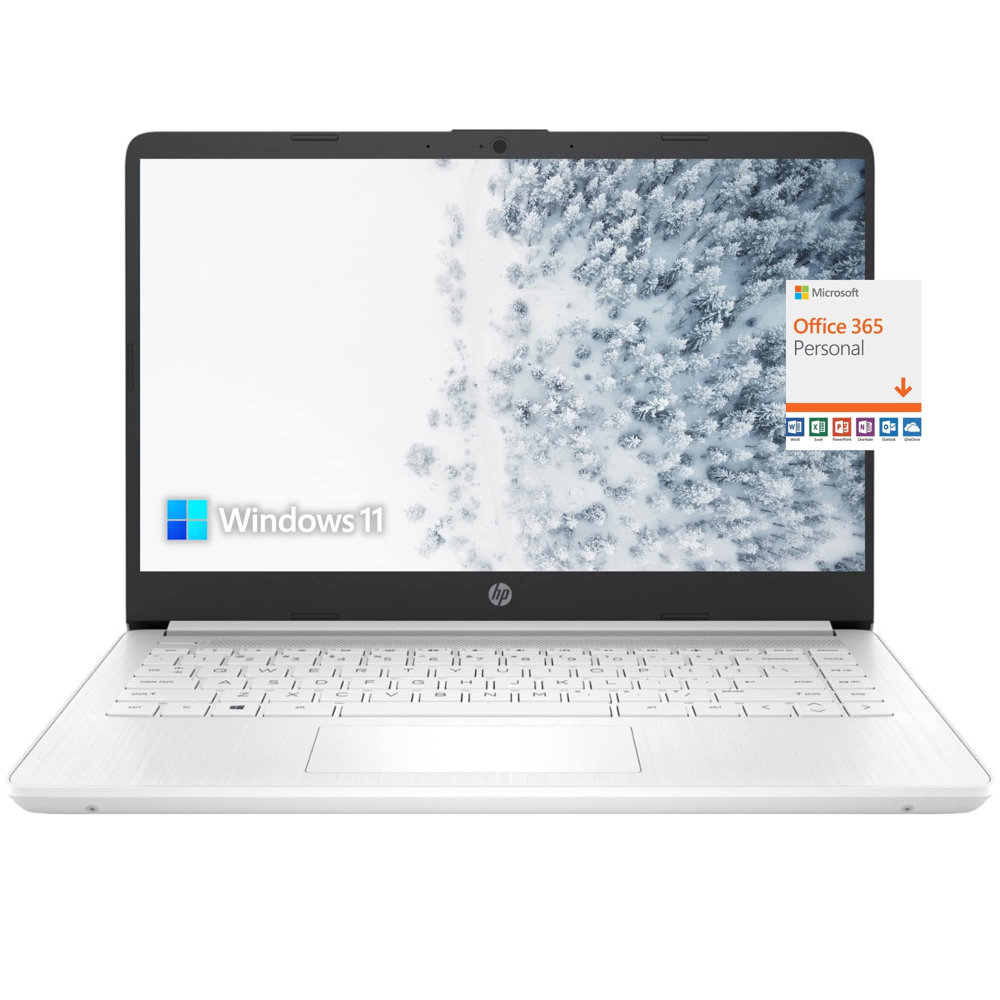 HP Latest Stream 14" HD Laptop, Intel Celeron Processor, 4GB Memory, 64GB eMMC Storage, Fast Charge, HDMI, Up to 11 Hours Long Battery Life, Office 365 1-Year, Win 11 S, Microfiber Bundle, White, view 2