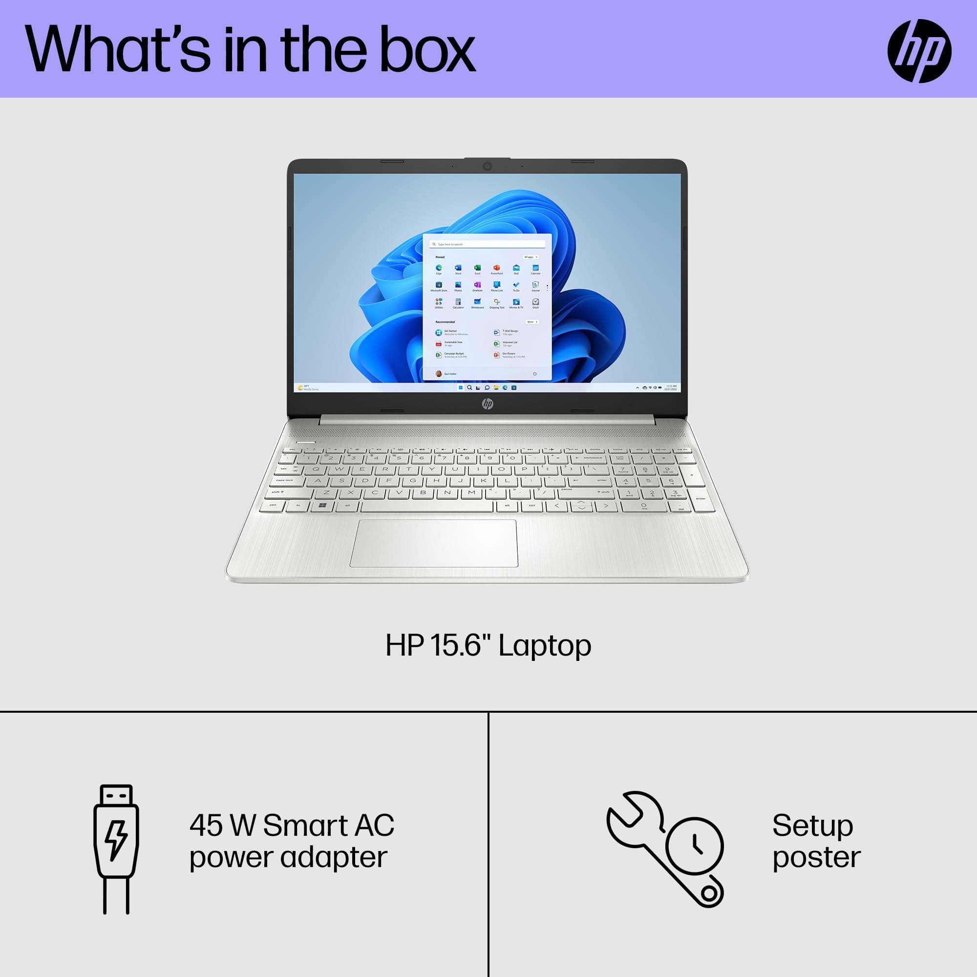 HP 15 inch Laptop, HD Display, AMD Ryzen 5 5500U, 8 GB RAM, 256 GB SSD, AMD Radeon Graphics, Windows 11 Home, 15-ef2099nr (2023), view 7