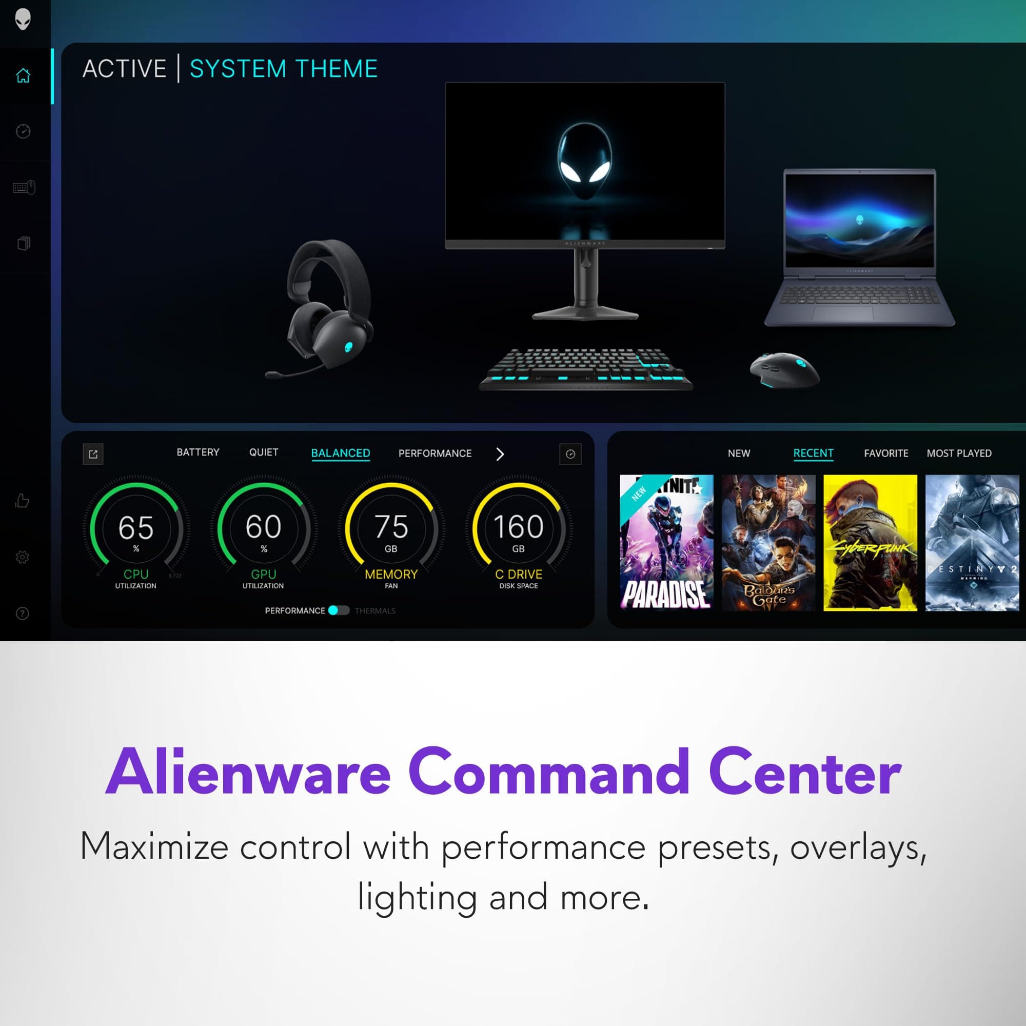 Alienware 16 Aurora Gaming Laptop AC16250-16-inch WQXGA 120Hz Display,Intel Core 7 Processor (Series 2) 240H Processor,16GB DDR5 RAM,512GB SSD, NVIDIA GeForce RTX 4050 Graphics,Windows 11 Home-Blue, view 9