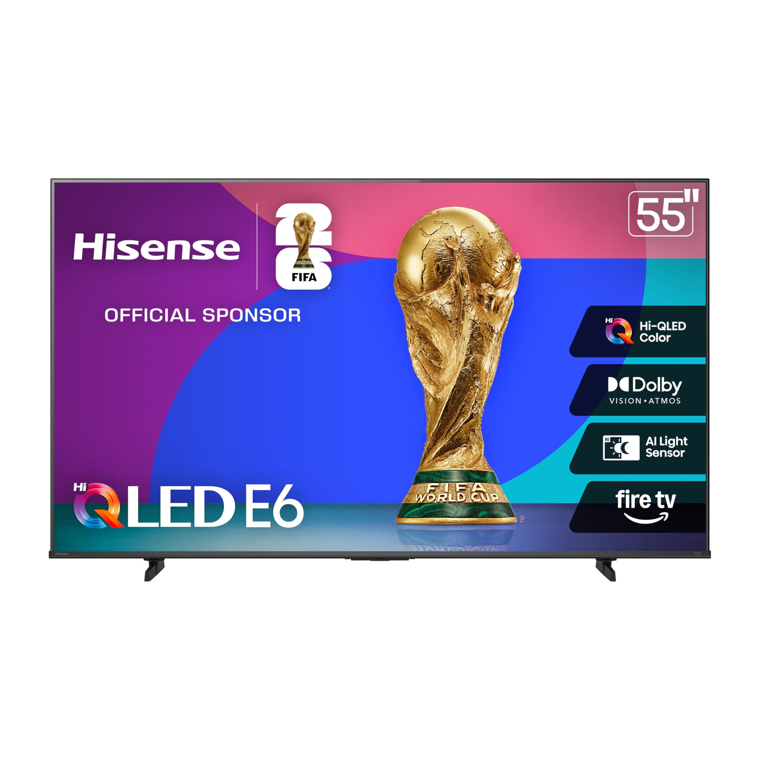 Hisense 55" E6 Cinema Series Hi-QLED 4K UHD Smart Fire TV (55E6QF) - AI Light Sensor, Dolby Vision · Atmos, Voice Remote with Alexa, Motion Rate 120, HDR 10+ Adaptive, Game Mode Plus