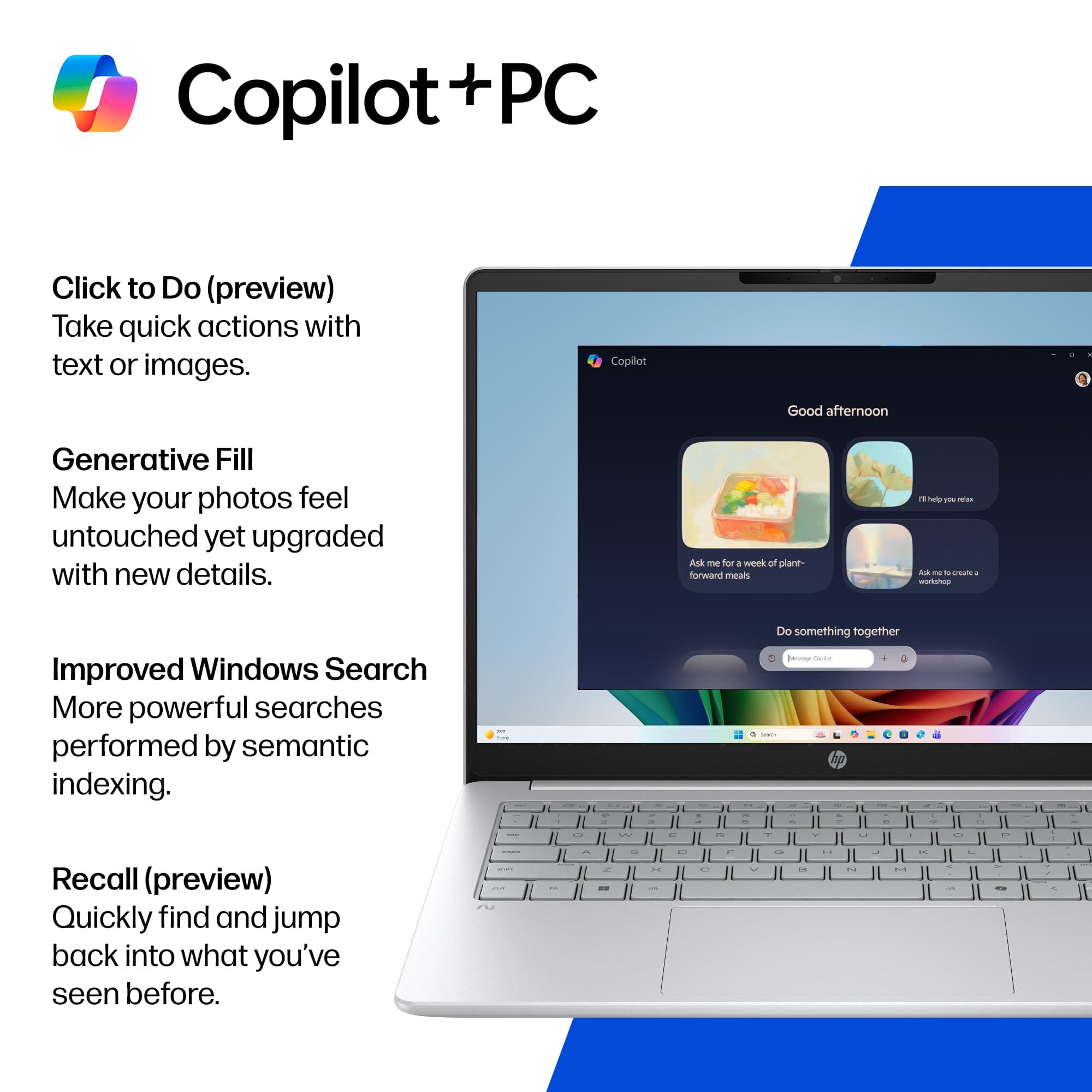 HP OmniBook 3 14 inch Next Gen AI PC, 2K Display, Snapdragon X X1-26-100, 16 GB RAM, 512 GB SSD, Qualcomm Adreno GPU, Windows 11 Home, Glacier Silver, 14-hz0099nr, view 14