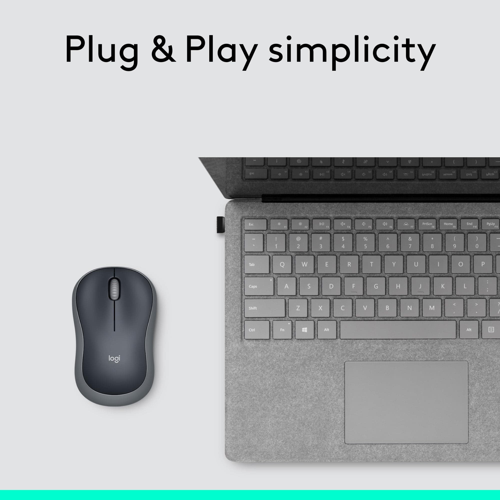 Logitech M185 Compact Ambidextrous 2.4 GHz Wireless Mouse - Swift Grey, view 8