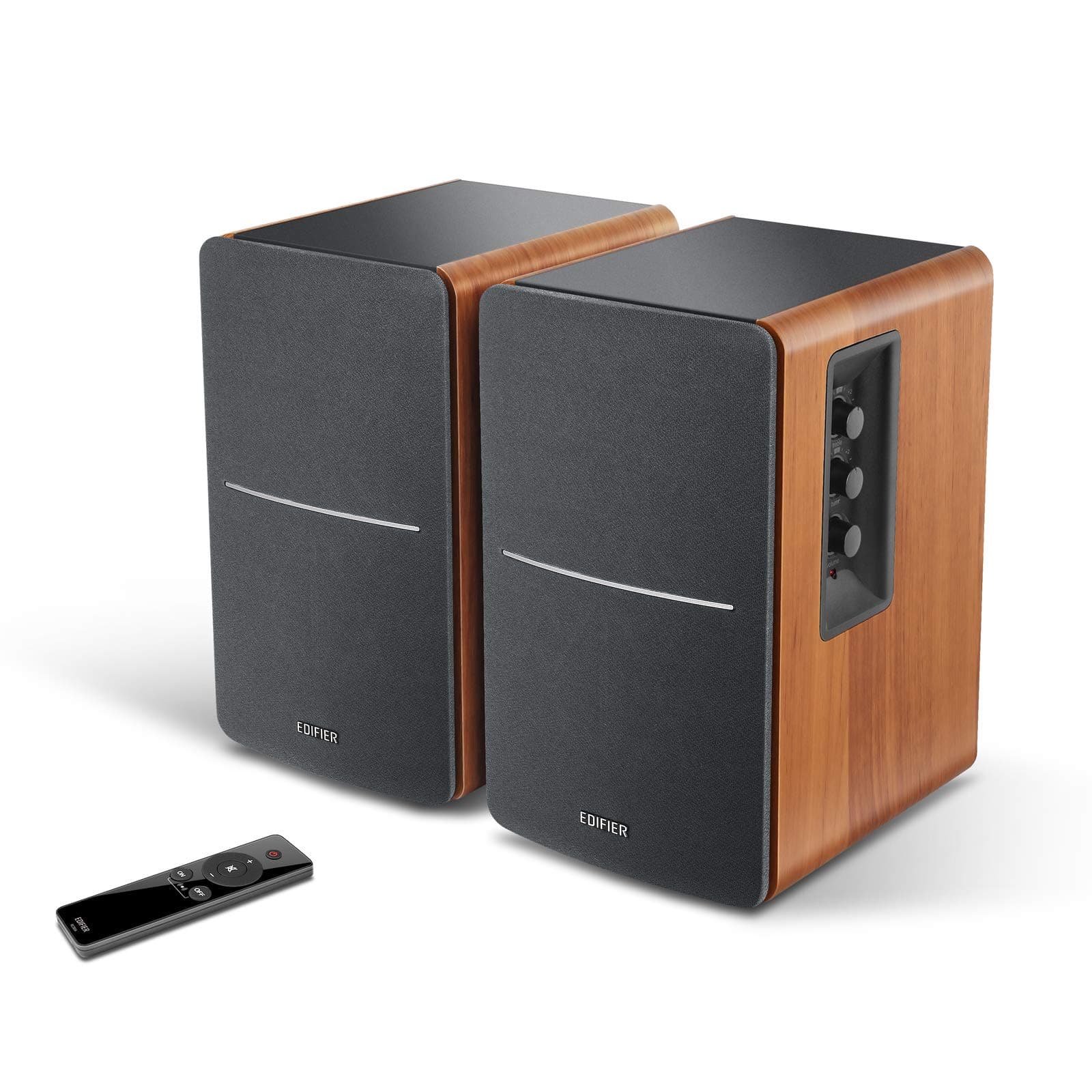 Edifier R1280Ts Powered Bookshelf Speakers - 2.0 Stereo Active Near Field Monitors - Studio Monitor Speaker - 42 Watts RMS with Subwoofer Line Out - Wooden Enclosure, view 2