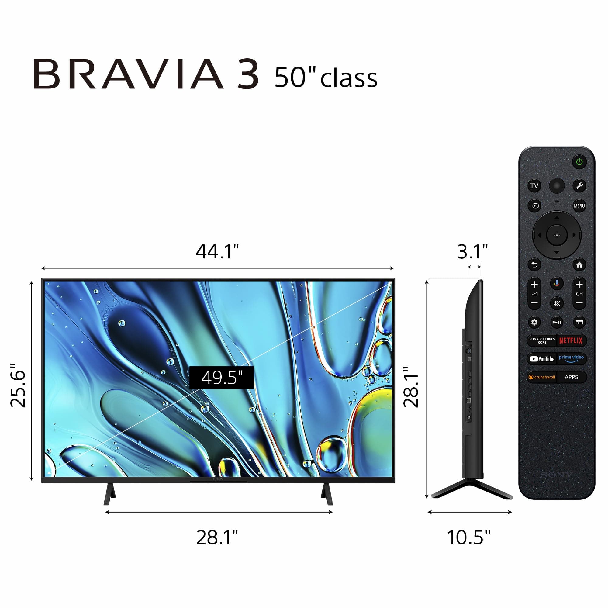 Sony 50 Inch BRAVIA 3 LED 4K HDR Smart Google TV (K-50S30), view 2