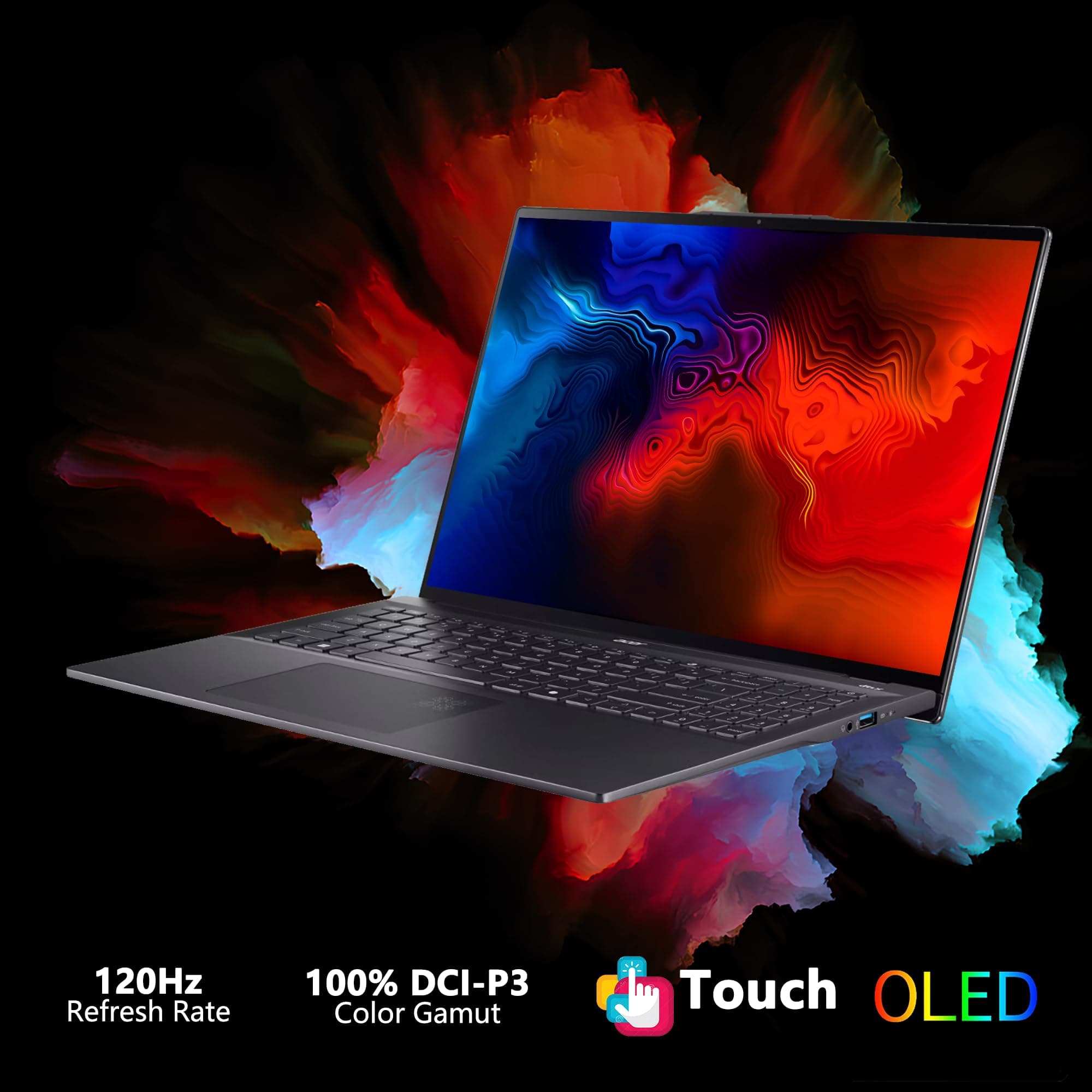 Acer Swift 16 AI Laptop 16" 3k OLED 120Hz Touch (100% DCI-P3) Intel 8-core Ultra 7 256V (Up to 47 Tops) 16GB RAM 1TB SSD Backlit Fingerprint for Designer Business Work Win11Pro ICP Hub, view 5