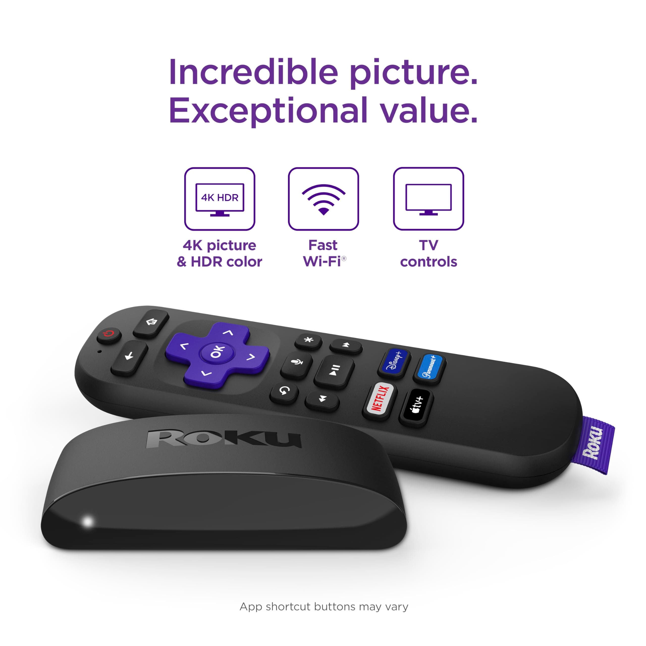 Roku Express 4K+ | Roku Streaming Device 4K/HDR with Voice Remote, Free & Live TV, view 2