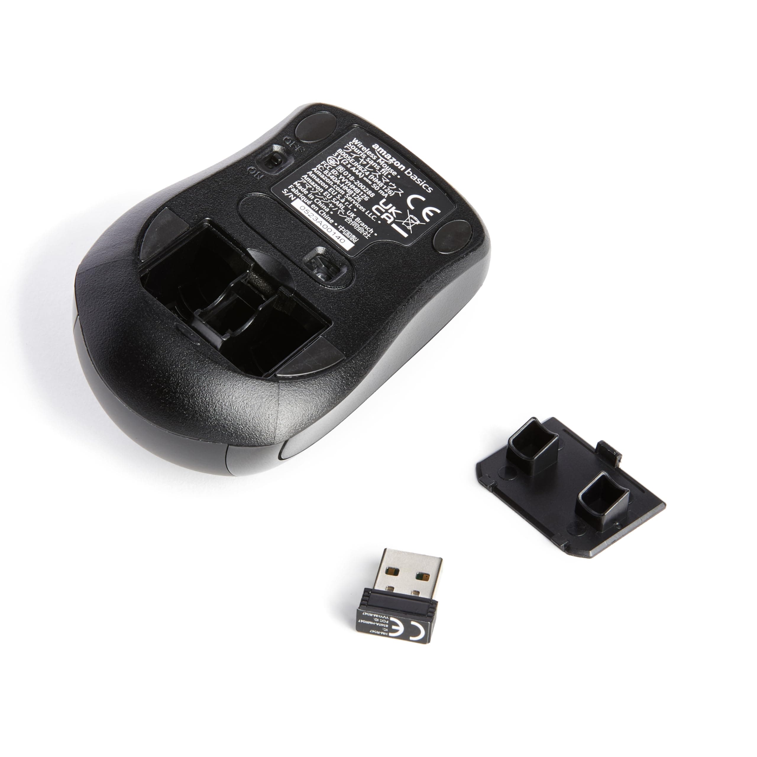 Amazon Basics 2.4 GHz Wireless Optical Computer Mouse with USB Nano Receiver, Portable, No Wires, Smooth Tracking, Multi-Device Compatibility, Black, view 4