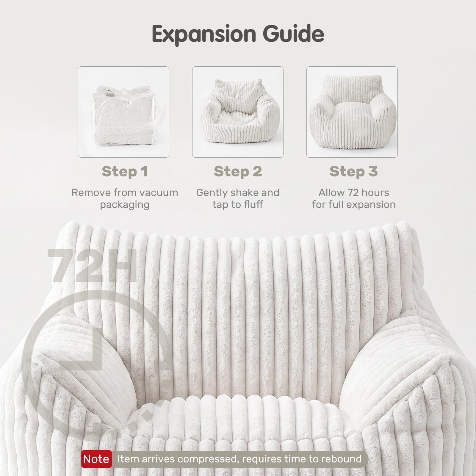 DUMOS Giant Soft Bean Bag Chair with Memory Foam Filling for Adults, Kids, view 5