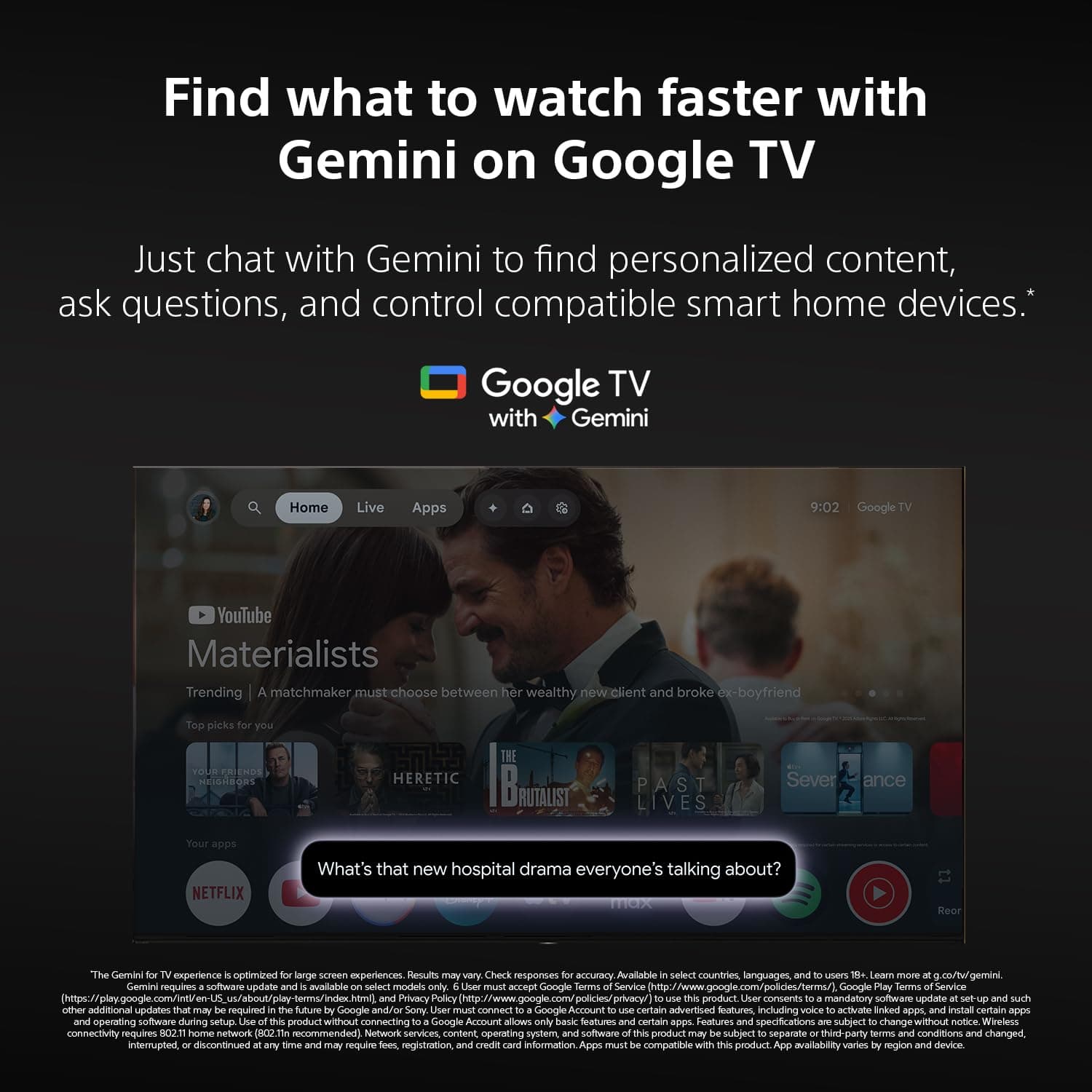 Sony 77 Inch BRAVIA 6 OLED 4K HDR Smart Google TV with Gemini (K-77A60), view 10