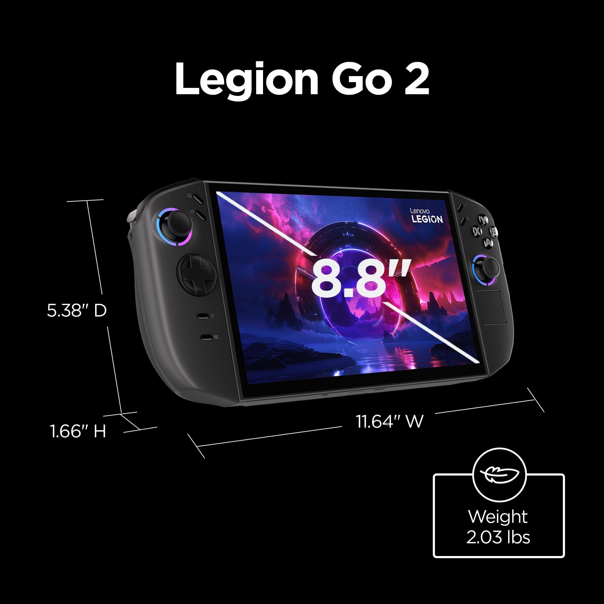 Lenovo Legion Go 2 – Mobile Gaming Console – AMD Ryzen Z2 CPU – 8.8" WQXGA PureSight OLED Display – 144Hz – Integrated AMD Radeon™ Graphics – 16GB Memory – 1TB Storage – Fingerprint Reader, view 13