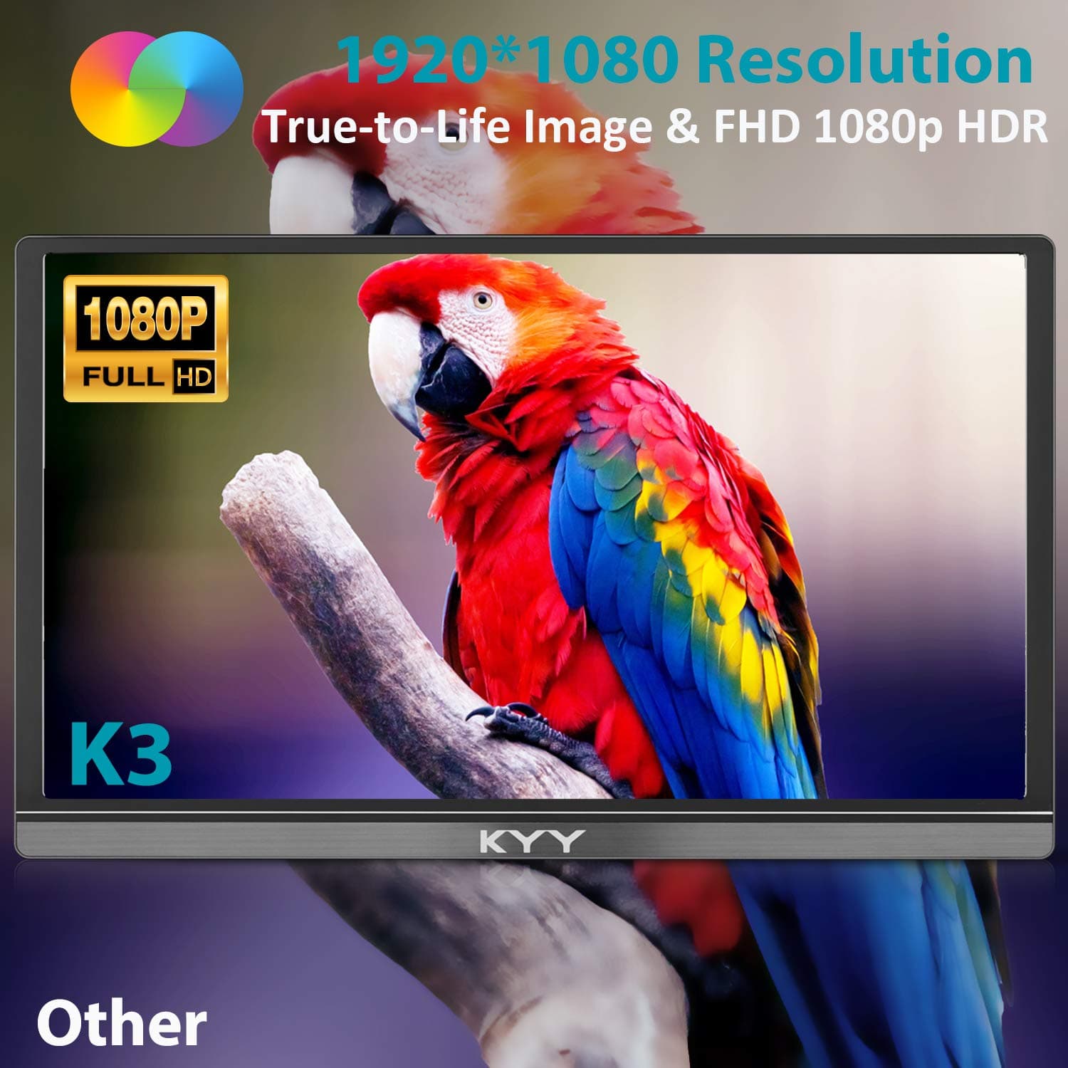 KYY Portable Monitor 15.6" 1080P Computer Monitor Screen Extender w/Cover, view 2