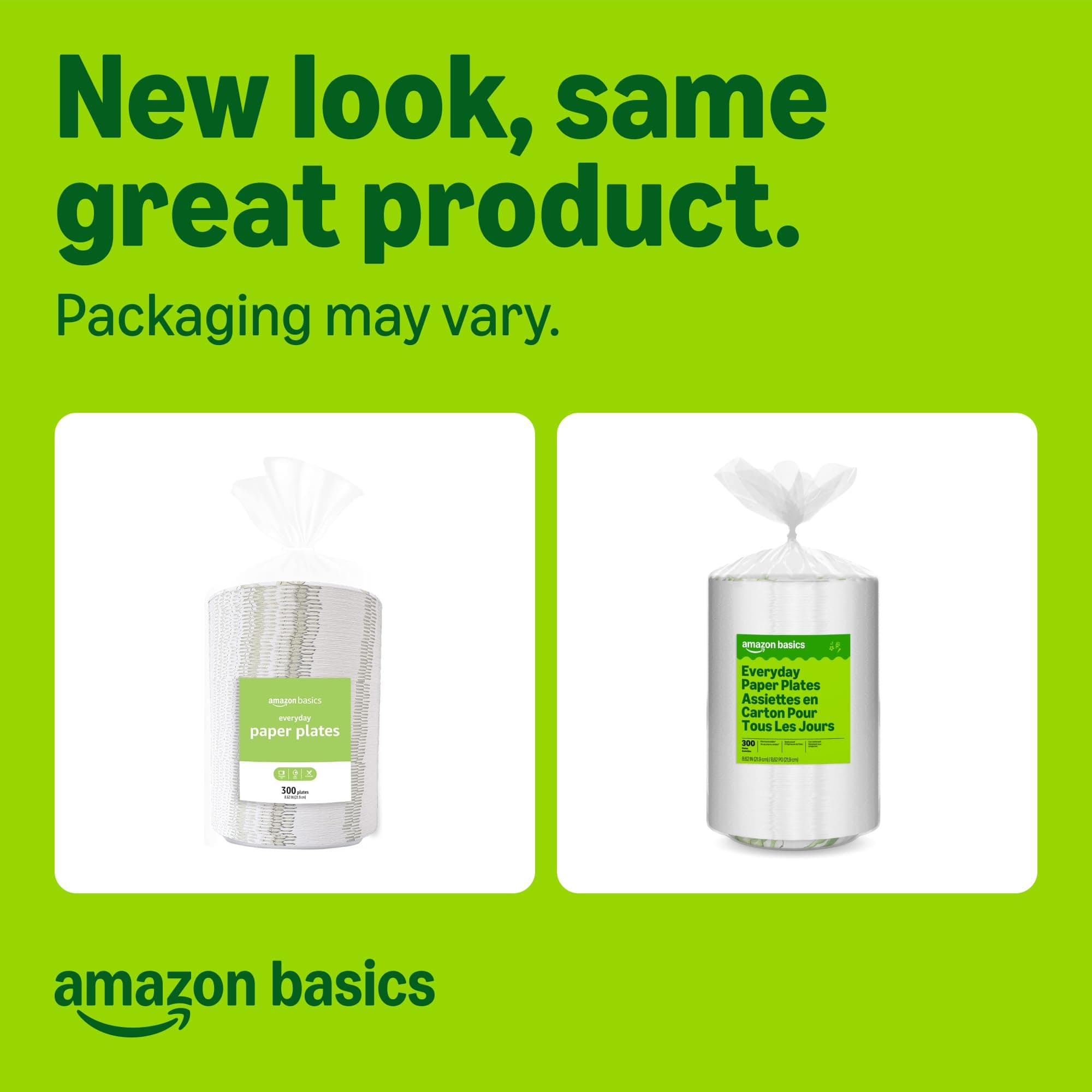 Amazon Basics Everyday Paper Plates, 8.62 Inch, Disposable, 300 Count, Packaging May Vary, view 2