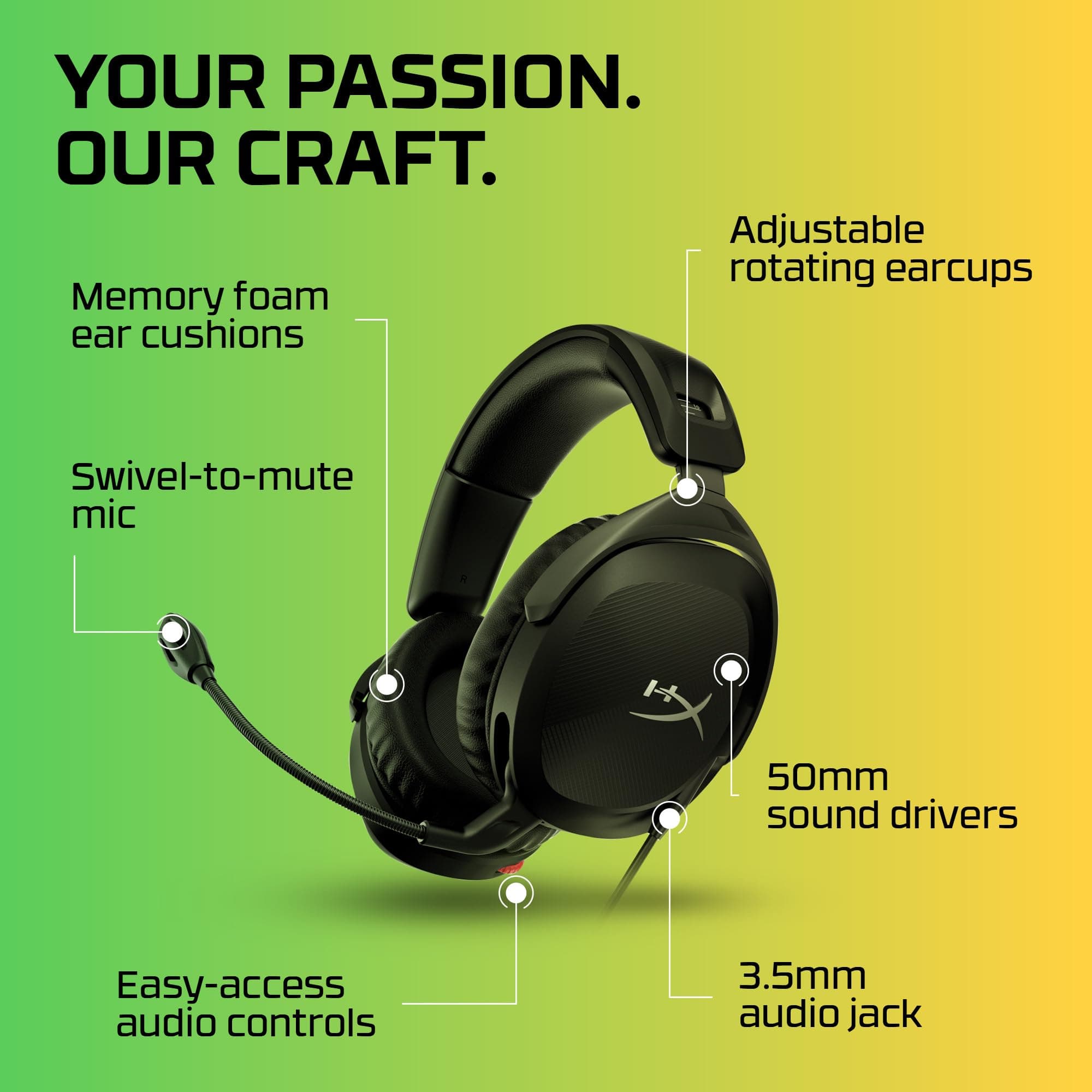 HyperX Cloud Stinger 2 – Gaming Headset, DTS Headphone:X Spatial Audio, Lightweight Over-Ear Headset with mic, Swivel-to-Mute Function, 50mm Drivers, PC Compatible, Black, view 6