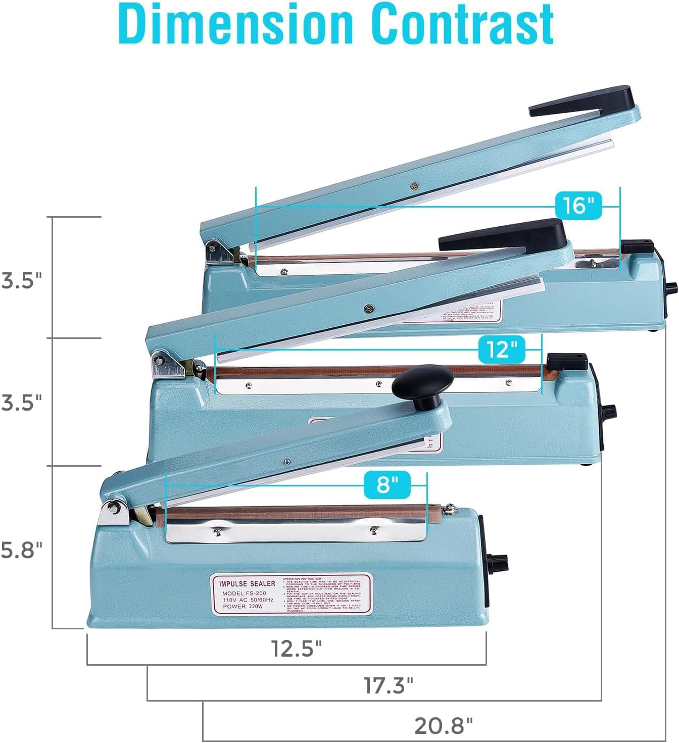METRONIC Impulse Sealer 8 inch, Manual Heat Sealer Machine for Plastic Bags, view 8