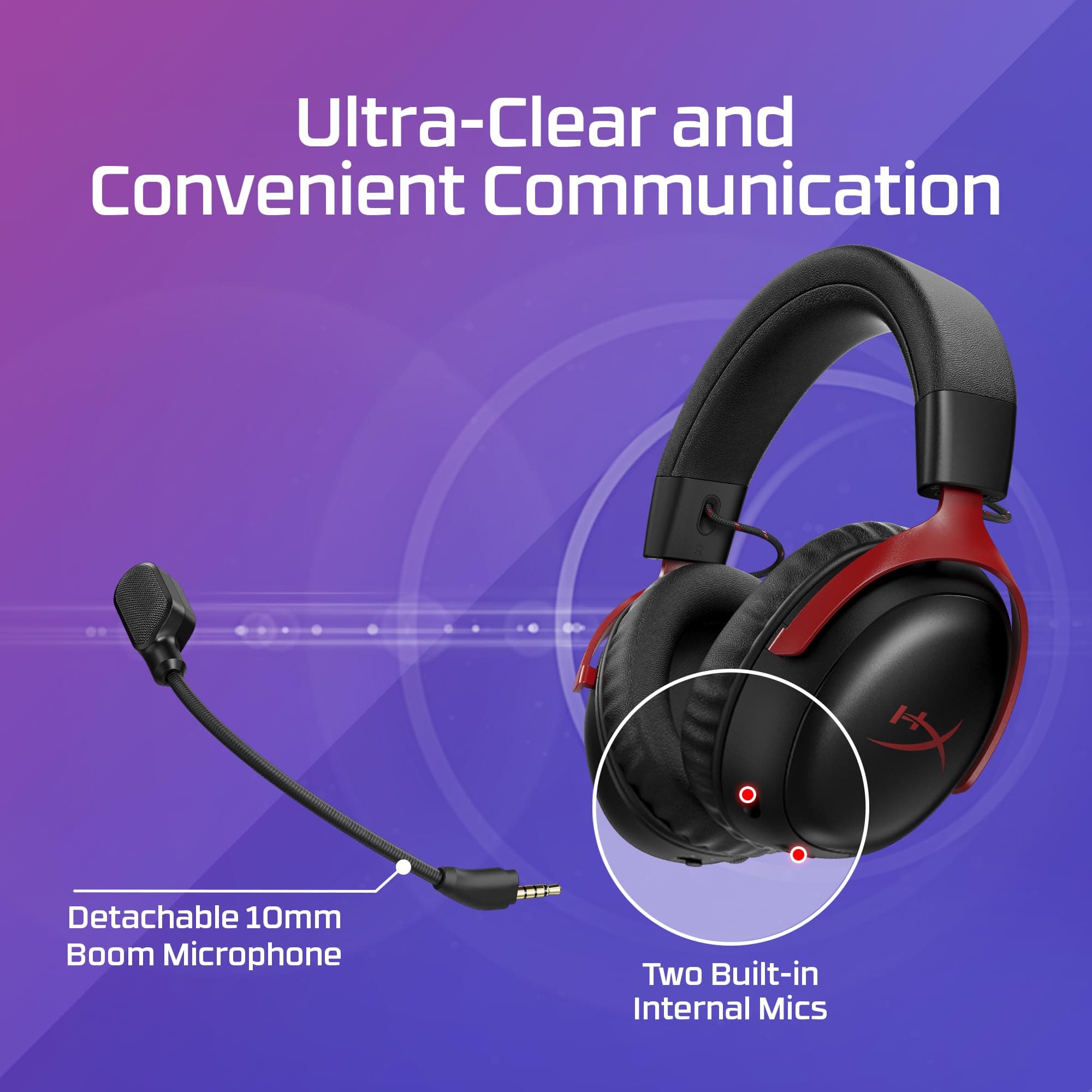 HyperX Cloud III S – Wireless Gaming Headset for Multi-Platform, 2.4GHz, Bluetooth, Battery Life up to 120 Hours 2.4GHz / 200 Hours Bluetooth, 53mm Angled Drivers, Detachable Mic – Black, view 6