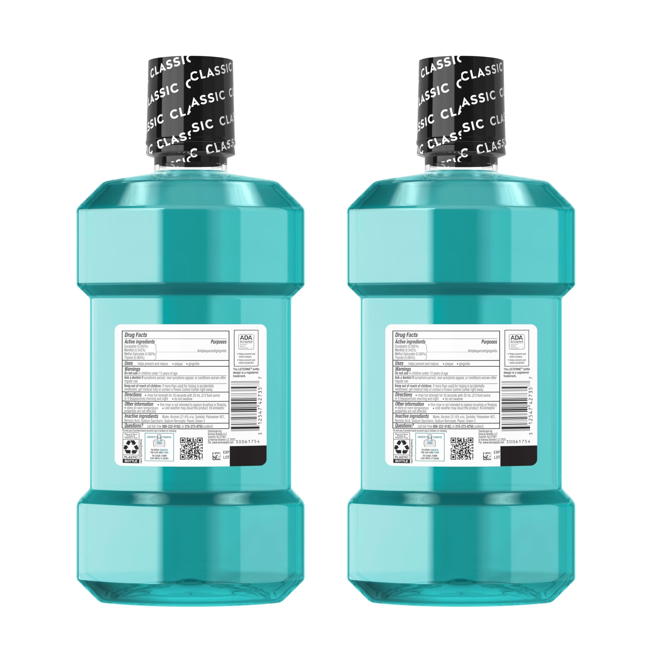 Listerine Cool Mint Antiseptic Mouthwash, Intense Mint, 33.8 fl. oz/1L x 2, view 9