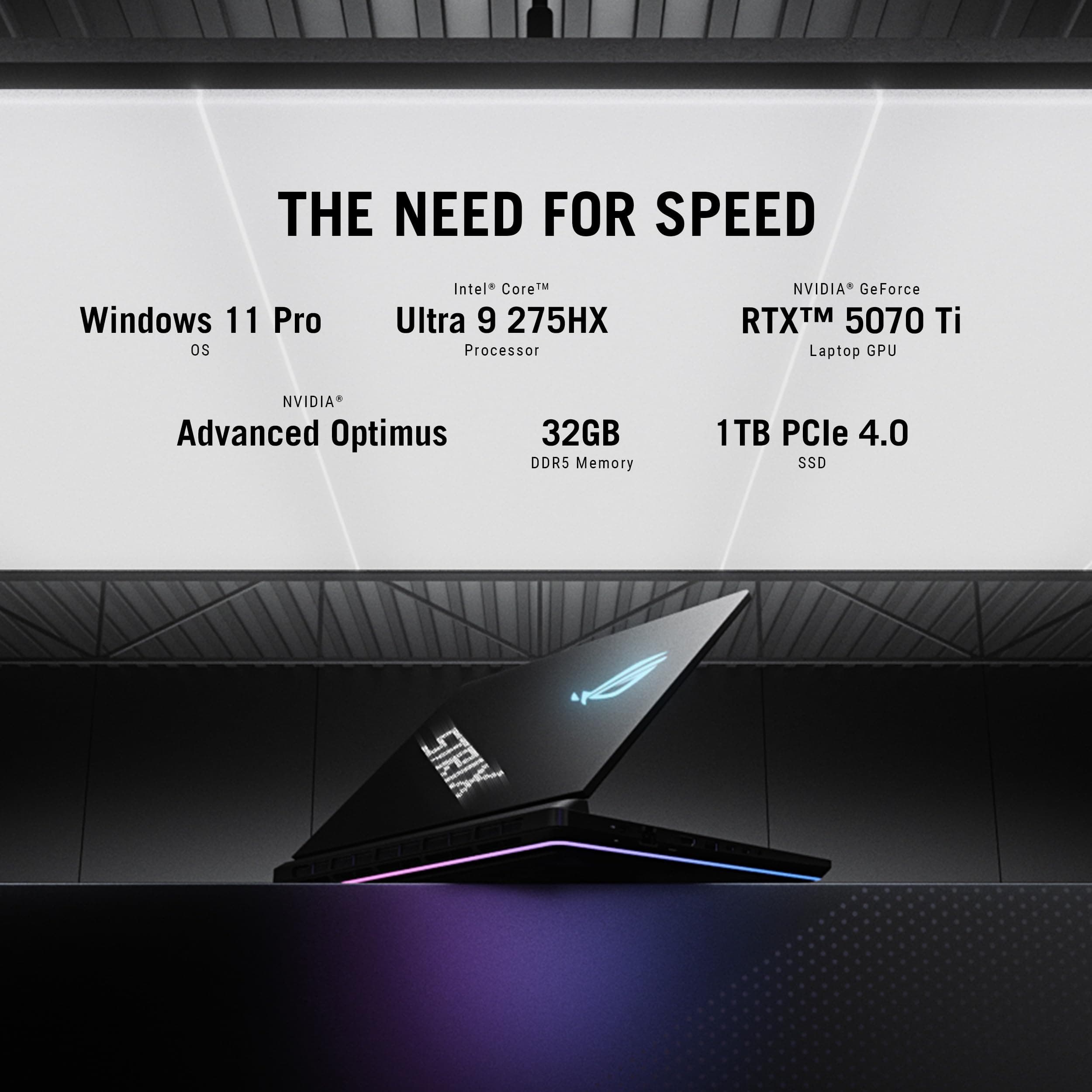 ASUS ROG Strix Scar 18 (2025) Gaming Laptop, 18” ROG Nebula HDR 16:10 2.5K 240Hz/3ms, NVIDIA GeForce RTX 5070 Ti, Intel Core Ultra 9 275HX, 32GB DDR5, 1TB PCIe SSD, Wi-Fi 7, Win 11 Pro, G835LR-XS96, view 2