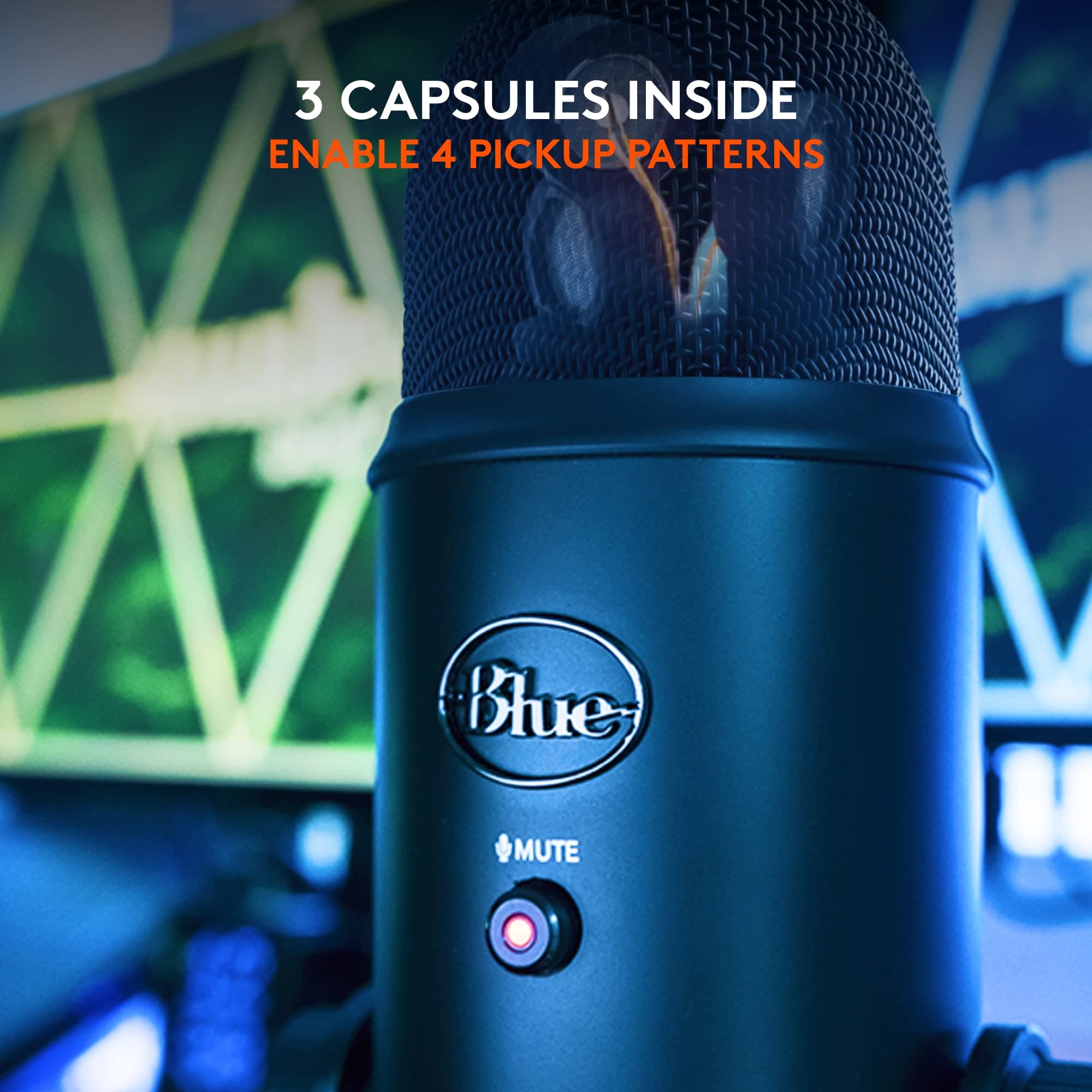 Logitech Creators Blue Yeti USB Microphone for PC, Mac, Gaming, Recording, Streaming, Podcasting, Studio and Computer Condenser Mic with Blue VO!CE effects, 4 Pickup Patterns, Plug and Play - Blackout, view 4
