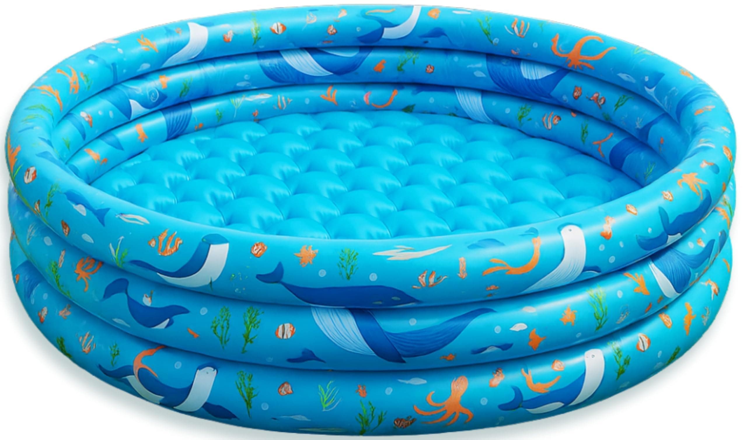 Inflatable Kiddie Pool for Toddlers, 48"X12" Round Plastic Blow Up Kids Swimming Pool, Outdoor Water Play, Ball Pit Toys for Kids Age 2 3 4 5, Summer Essential Baby Splash Pools with Cushioned Floor