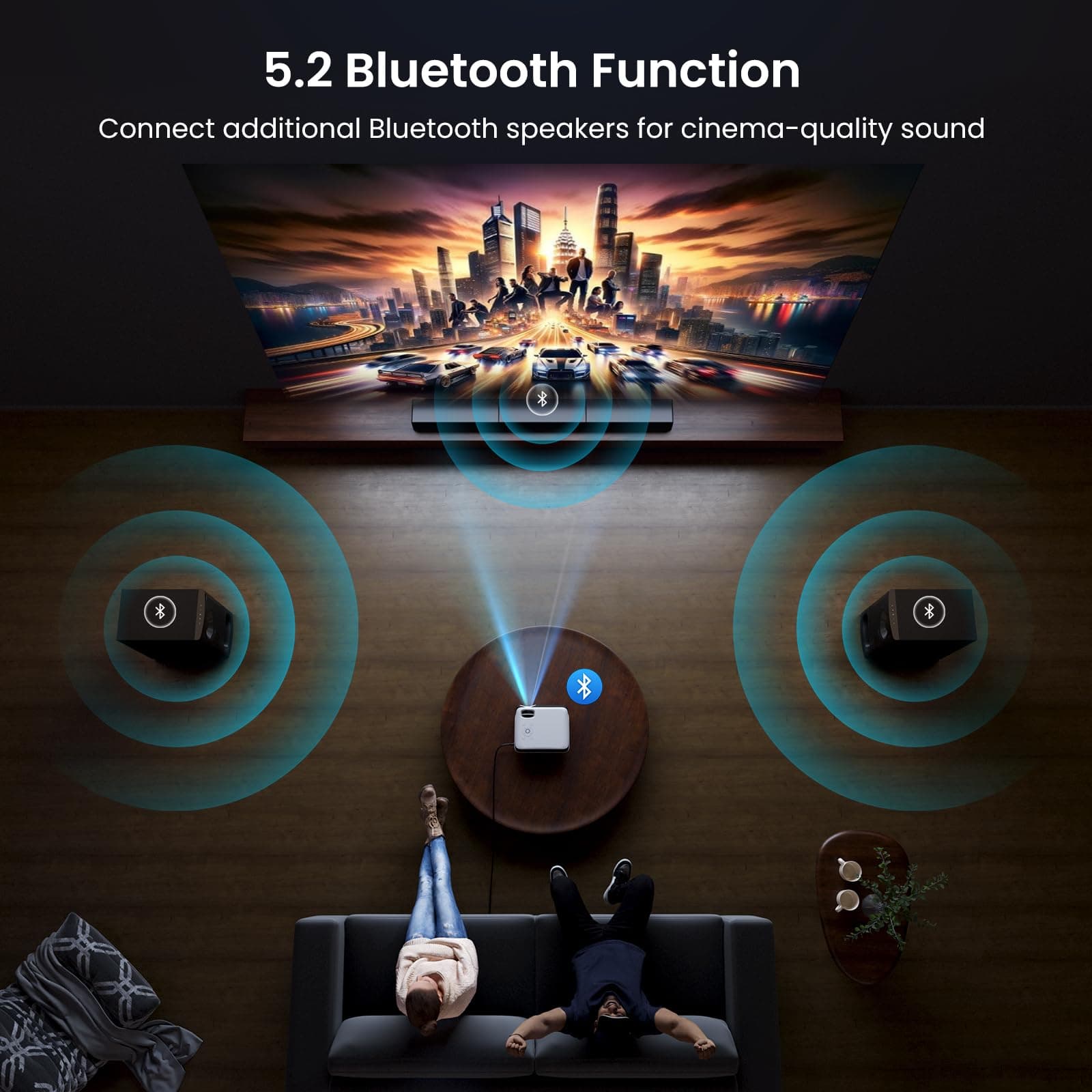 Official Licensed Google TV - HAPPRUN Native 1080P Bluetooth Projector, view 7