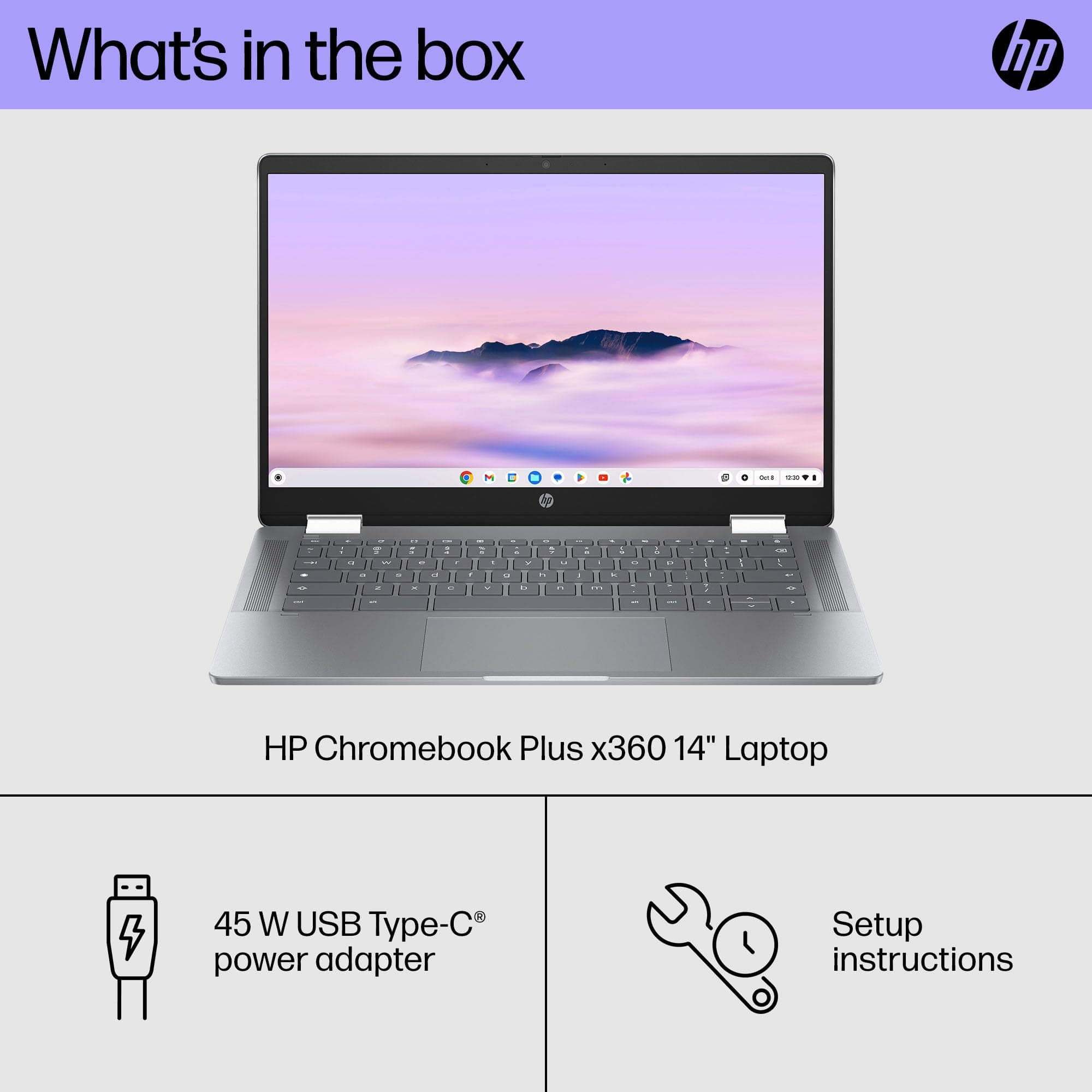 HP Chromebook Plus x360 14 inch Laptop, FHD Touchscreen, Intel Core i3-N305, 8 GB RAM, 128 GB UFS, Intel UHD Graphics, Chrome OS, 14b-cd0010nr (2024), view 8