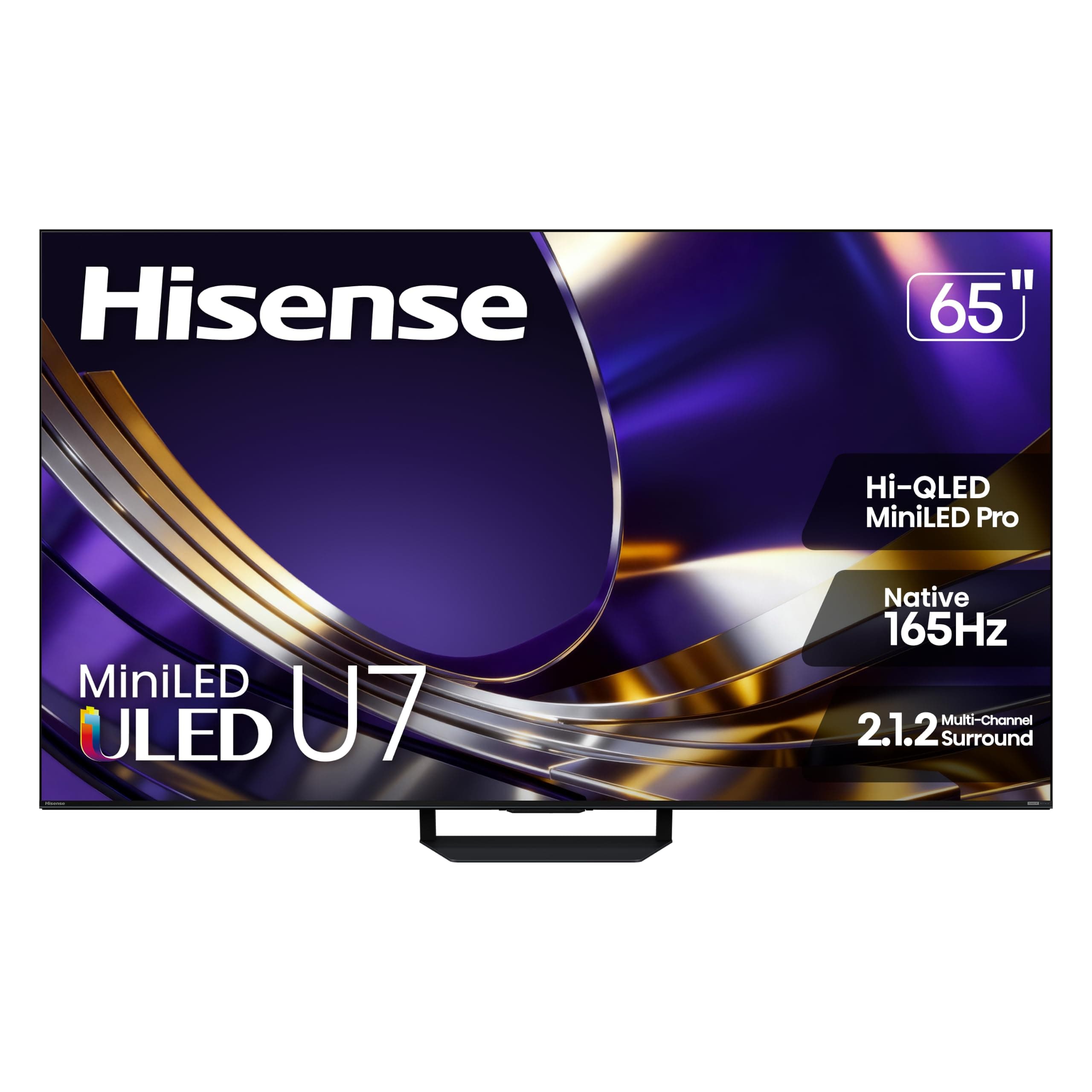 Hisense 65" U7 Mini-LED ULED 4K UHD Best Premium Gaming Smart Google TV (65U7SG, 2026 NEW) - Hi-QLED, Native 165Hz, VRR 330, HDR10+, Dolby Vision IQ · Atmos, IMAX Enhanced, Anti-Reflection, 2.1.2 Ch