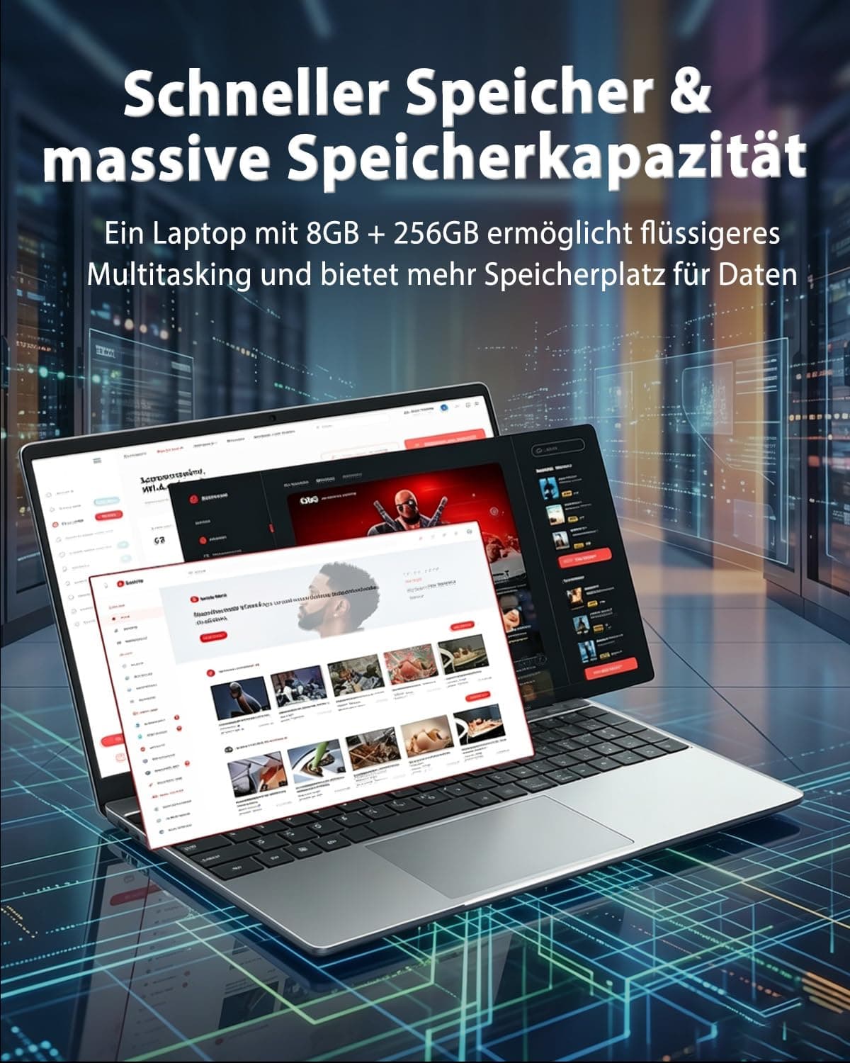 Molegar 2026 Laptop 15.6 Zoll,8GB RAM 256GB SSD,N5100 Prozessor,FHD Display,Notebook mit Beleuchtete Tastatur und Fingerabdrucksensor für Studierende und Unternehmen, view 5