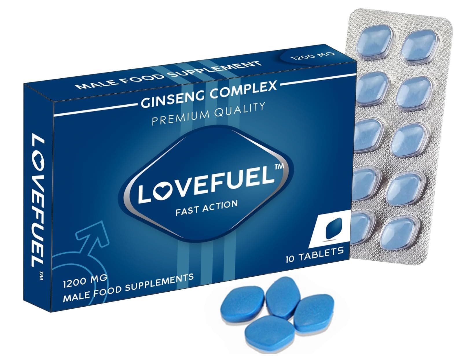 LOVEFUEL 1200mg UK | Stronger | Longer | Harder | Performance | Extra Strength Enhancing Pills, Stamina Endurance Booster Supplement Pills for Men | 10 Ginseng LIBIDO Booster Tablets