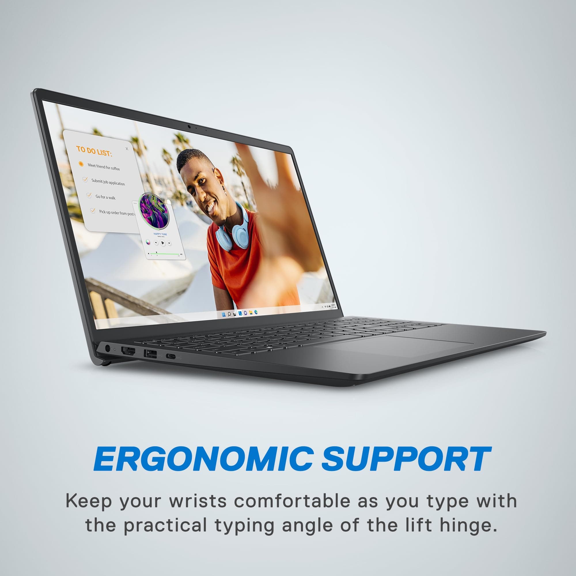 Dell Inspiron 15 3535 Laptop - 15.6-inch FHD (1920 x 1080) Display, AMD Ryzen 5 7520U Processor, 8GB DDR4 RAM, 512GB SSD, AMD Radeon Graphics, Windows 11 Home, 6-Months Migrate - Carbon Black, view 4