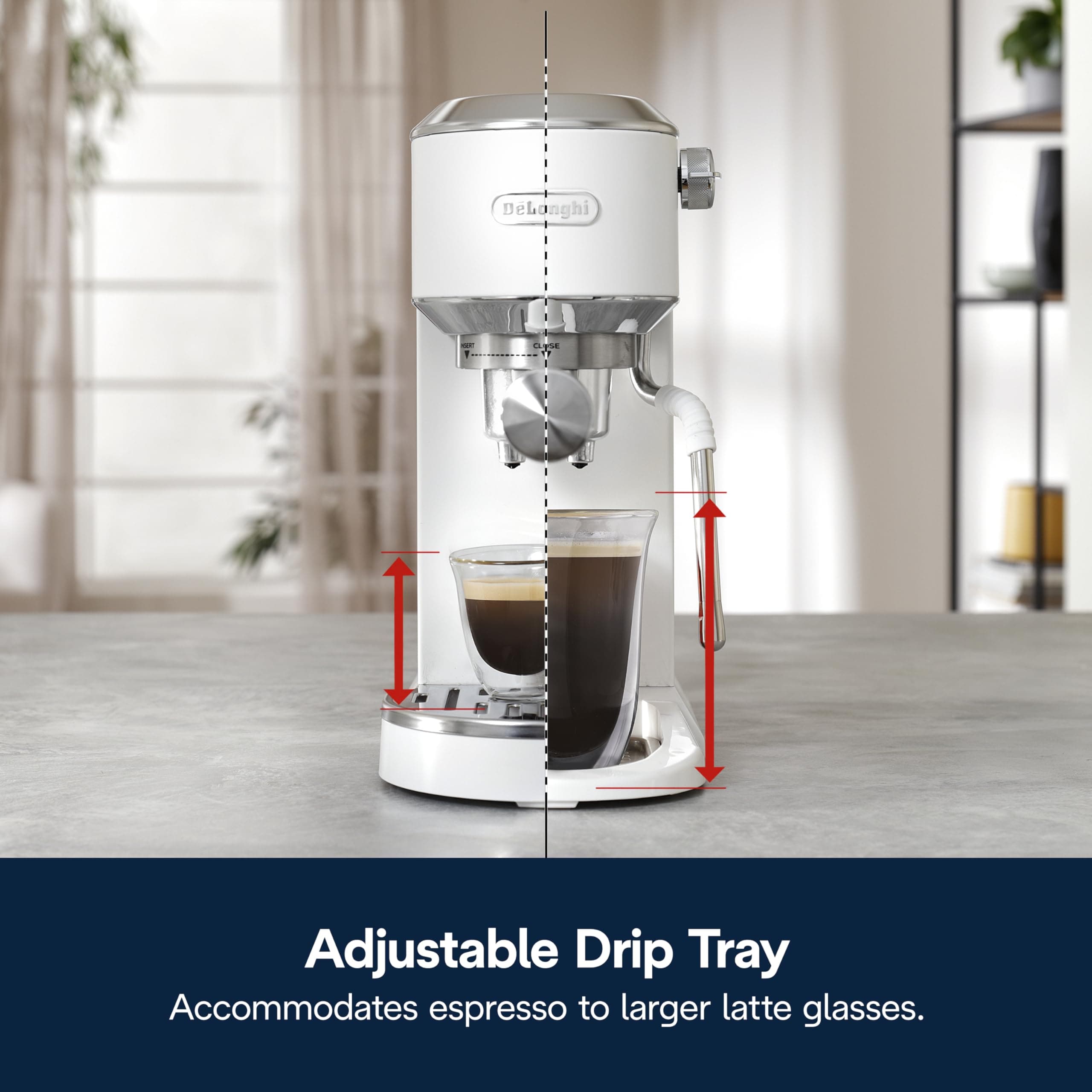 De'Longhi Dedica Duo Compact Espresso Machine - Cold Brew Coffee Maker with Milk Frother Wand- for Espresso, Hot & Iced Coffee, Cappuccinos, Lattes & Home Barista Brewing, Vanilla, view 11
