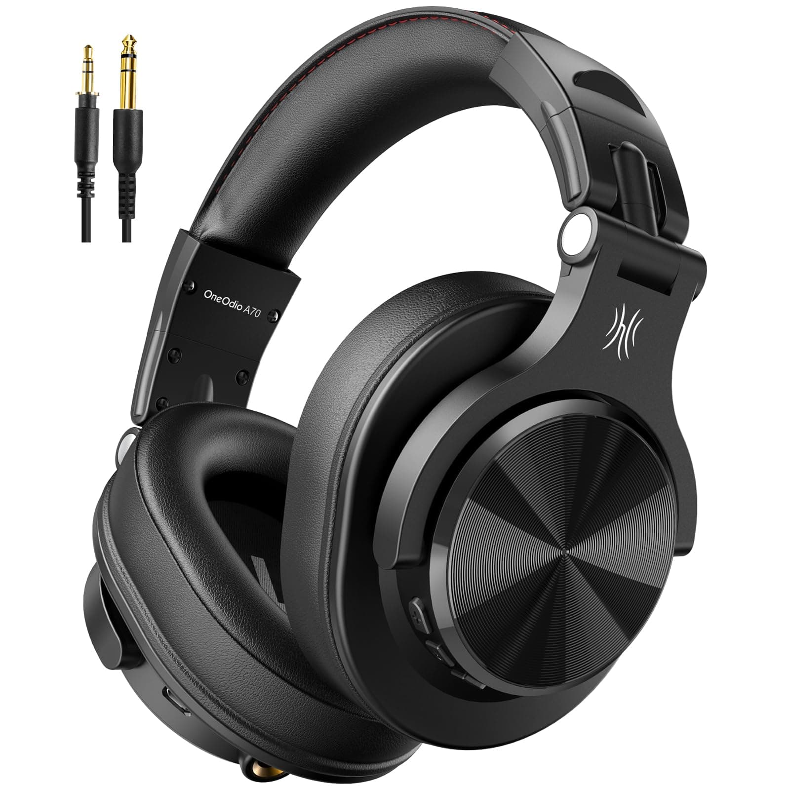 OneOdio A70 Bluetooth Over-Ear Headphones, Hi-Res Wired DJ Studio - Black