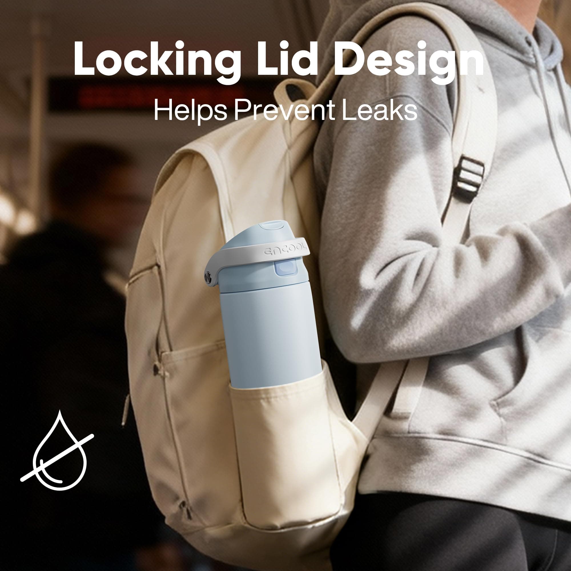 ENCOOL Leakproof Insulated Water Bottle with Straw Dual-Sip Water Bottle Bag-Safe Design for Work, Commute & Gym – Keeps Drinks Cold All Day, 18 oz, Sage Green, view 4