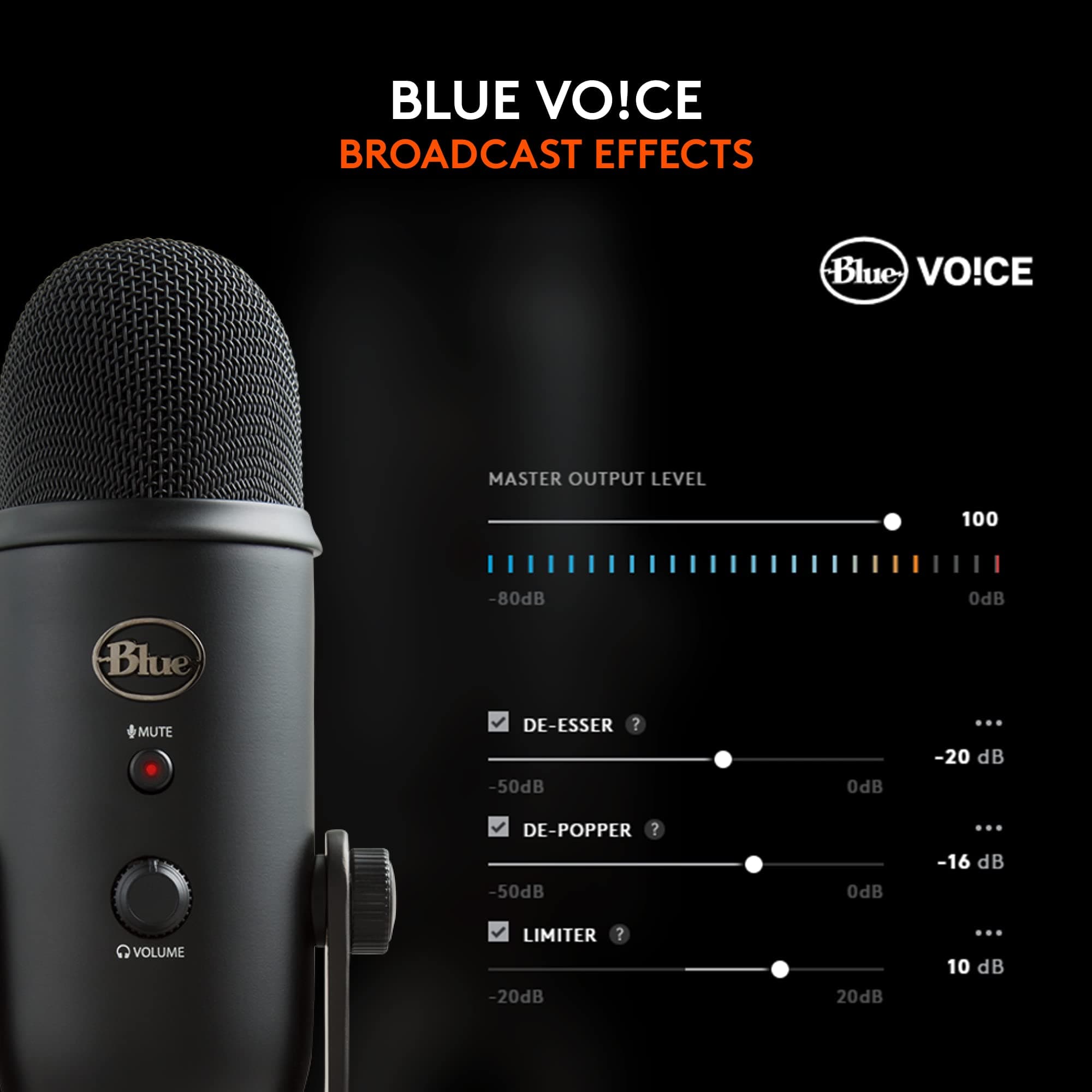 Logitech Creators Blue Yeti USB Microphone for PC, Mac, Gaming, Recording, Streaming, Podcasting, Studio and Computer Condenser Mic with Blue VO!CE effects, 4 Pickup Patterns, Plug and Play - Blackout, view 3