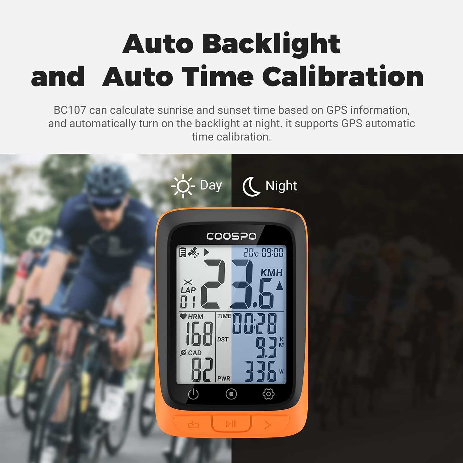 COOSPO Bike Computer Wireless GPS, Cycling Computer GPS Bike Tracker with Bluetooth/ANT+, Waterproof Bicycle Computer GPS Speedometer with Auto Backlight, 2.4 inch LCD Display, view 6
