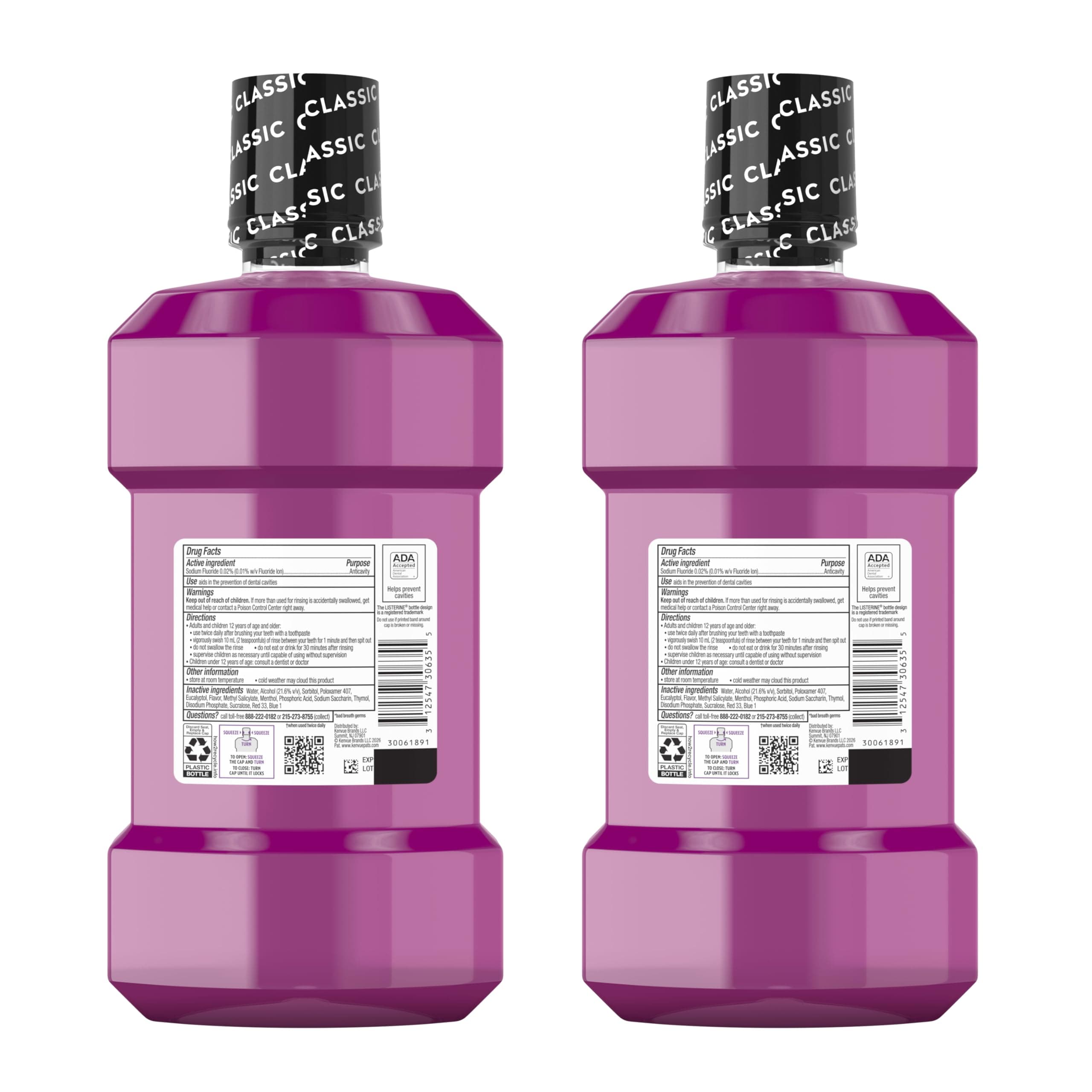 Listerine Total Care Anticavity Mouthwash, Intense Mint, 33.8 fl. oz/1L x 2, view 9