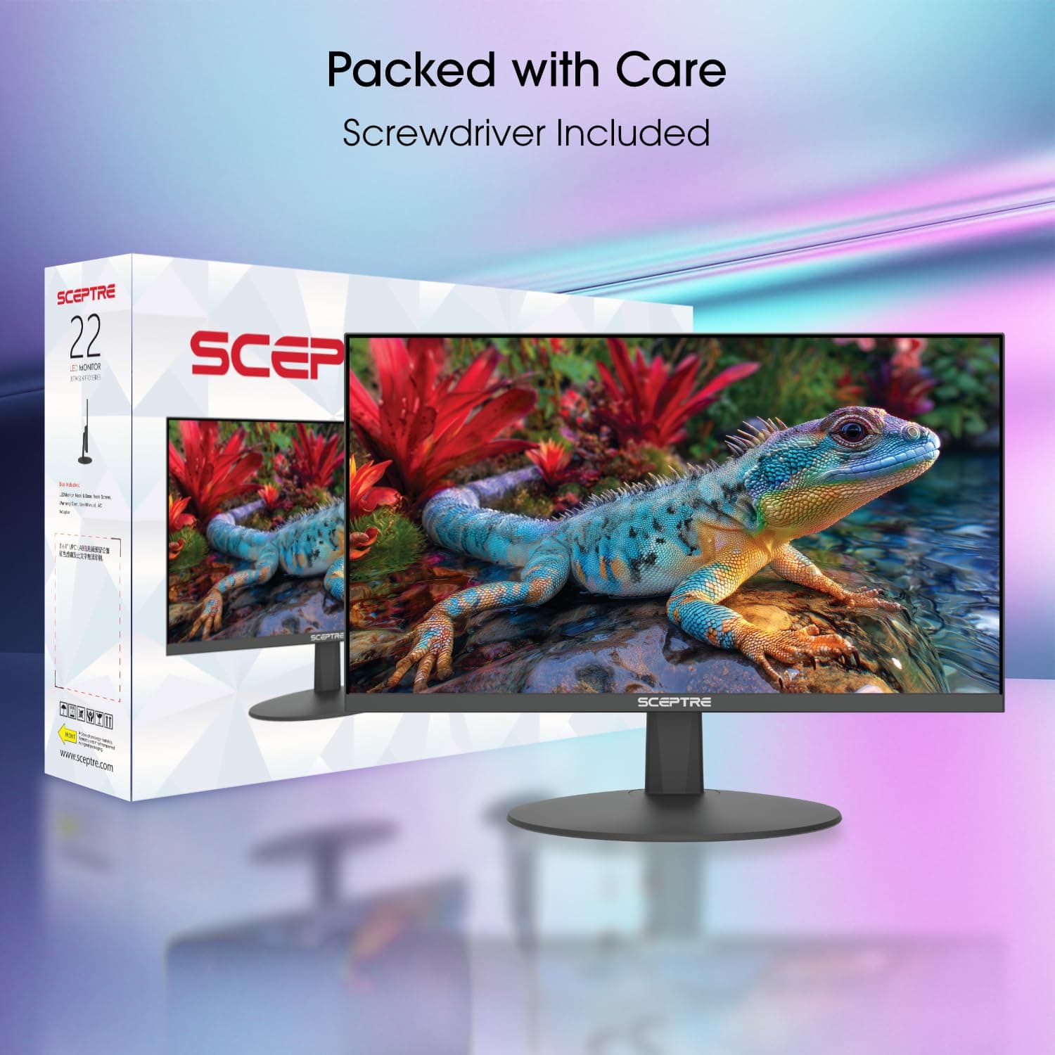 Sceptre New 22-Inch Gaming Monitor, FHD 1080p, Up to 144Hz, HDMI, DisplayPort, Built-in Speakers, Machine Black (E225W-FW144 Series, 2026), view 3