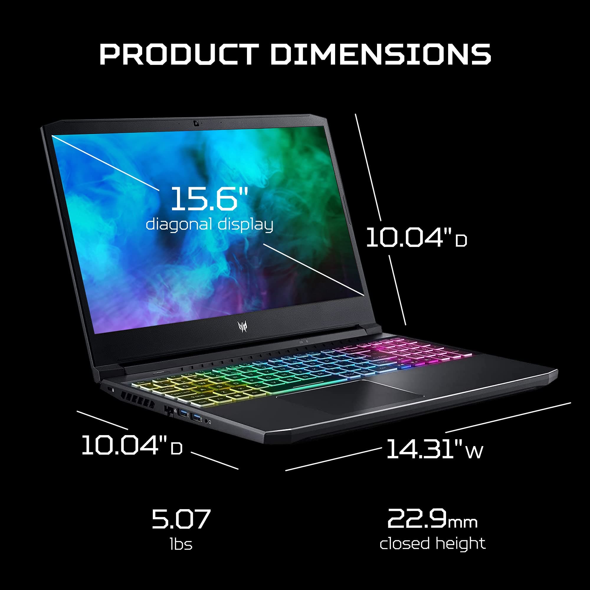Acer Predator Helios 300 PH315-54-760S Gaming Laptop | Intel i7-11800H | NVIDIA GeForce RTX 3060 GPU | 15.6" FHD 144Hz 3ms IPS Display | 16GB DDR4 | 512GB SSD | Killer WiFi 6 | RGB Keyboard, view 13