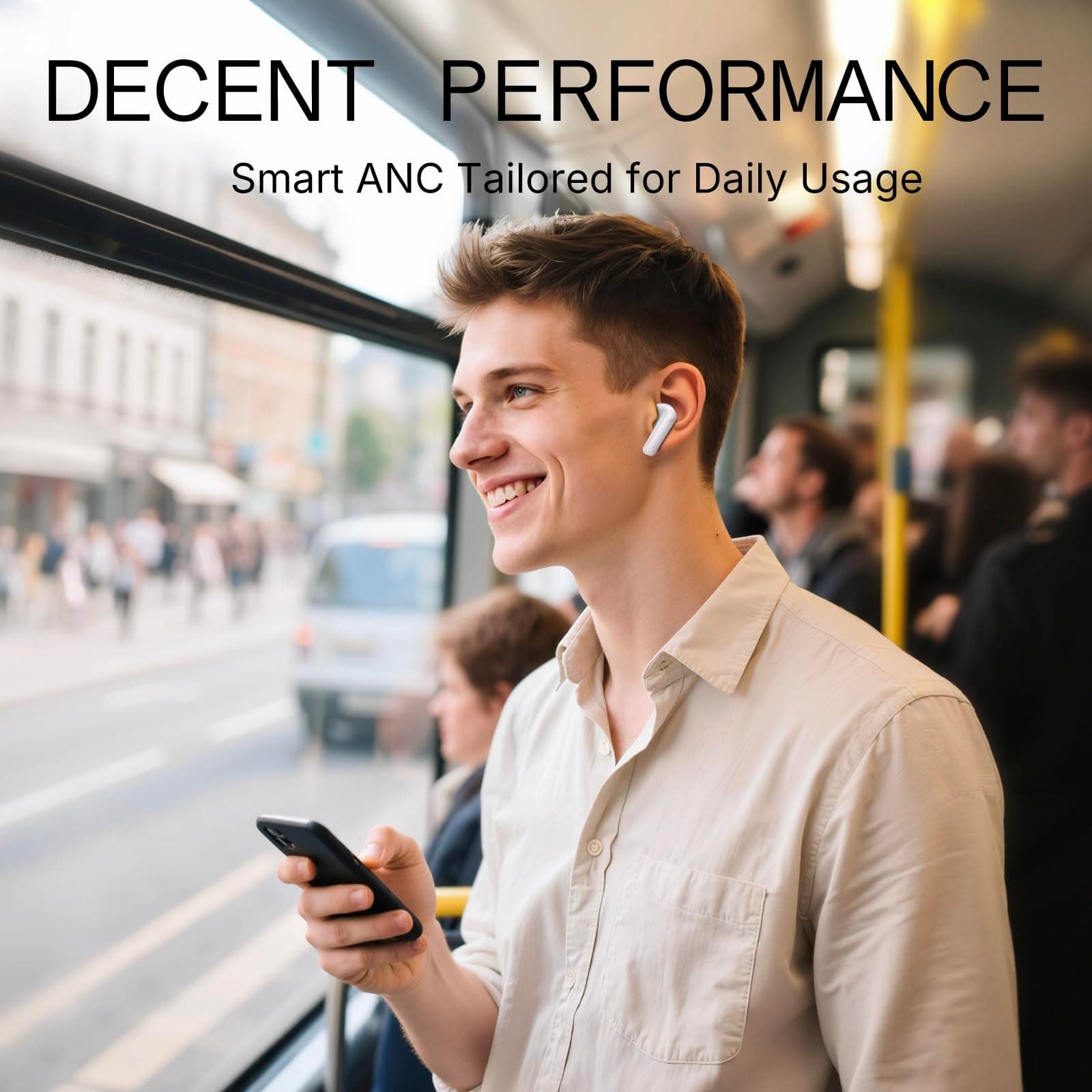 CMF BY NOTHING Buds 2a Wireless Earbuds 2025 New Active Noise Cancelling 42dB Hybrid ANC Bluetooth Headphones, 12.4mm Dynamic Driver for Big Bass, 4Mics Clear Call, Sport Ear Buds for iPhone Android, view 3