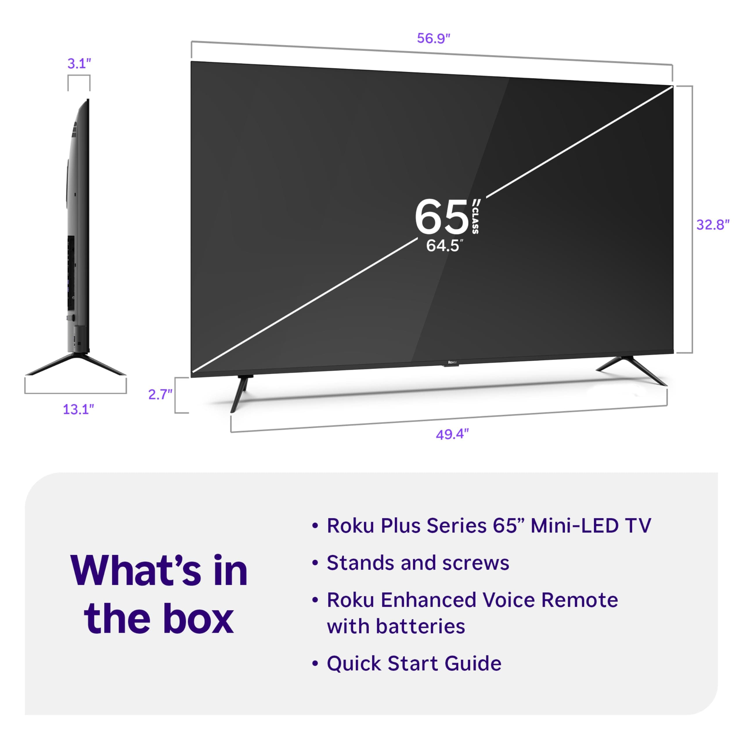Roku 65-Inch Plus Series Smart TV - 4K QLED Mini-LED TV - RokuTV, view 12