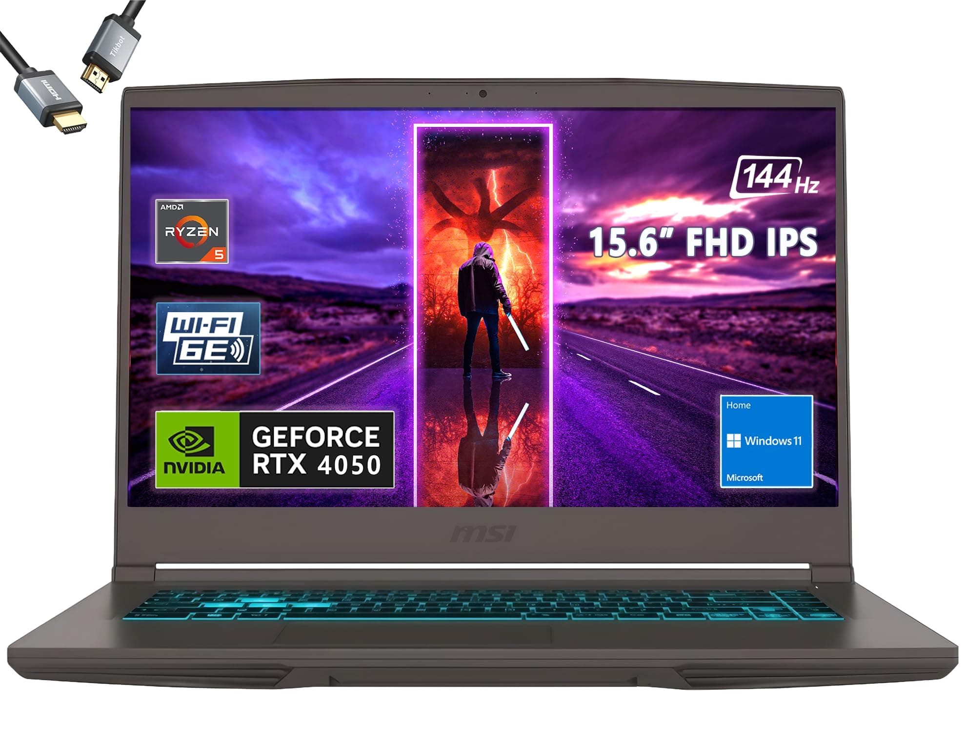 MSI Thin 15 15.6”144Hz Gaming Laptop,AMD R5-7535HS,RTX 4050,Window 11,w/HDMI (16GB RAM | 1TB PCIe SSD)
