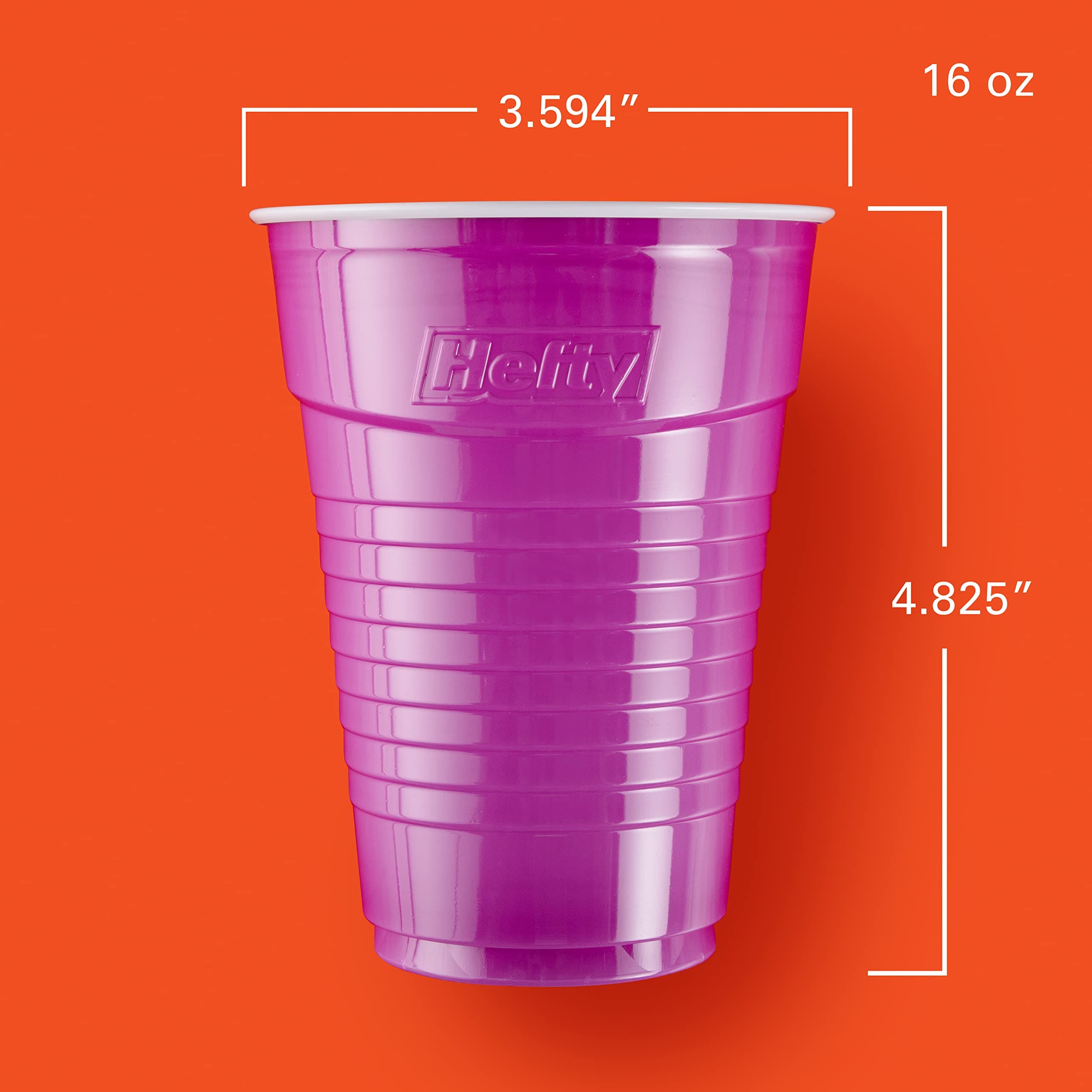 Hefty Party On Disposable Plastic Cups, Assorted, 16 Ounce, 100 Count, view 2