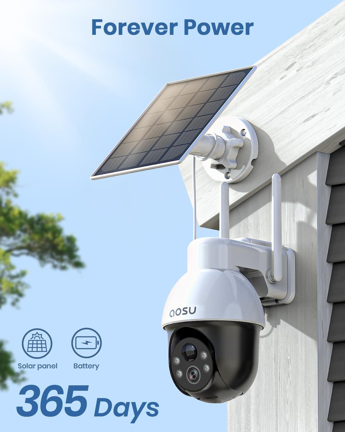 aosu 3K 5MP Solar Security Camera Wireless Outdoor PTZ 360° Smart Tracking, view 7