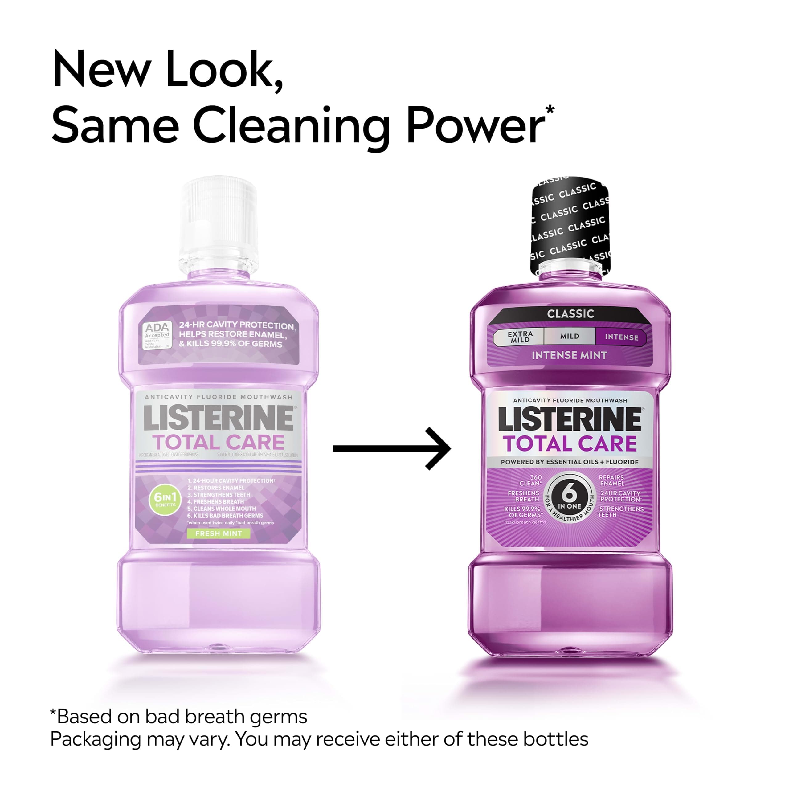 Listerine Total Care Anticavity Mouthwash, Intense Mint, 33.8 fl. oz/1L x 2, view 2
